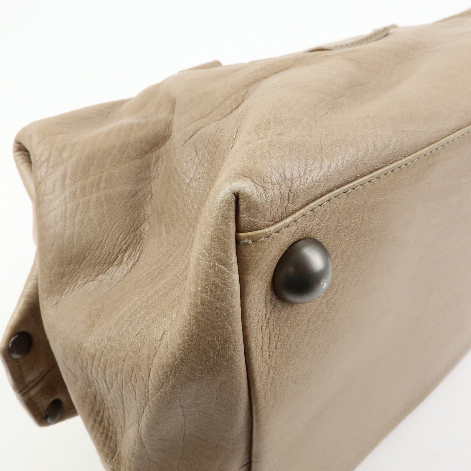 BOTTEGA VENETA Canvas Leather Boston Bag Hand Bag Beige 145119