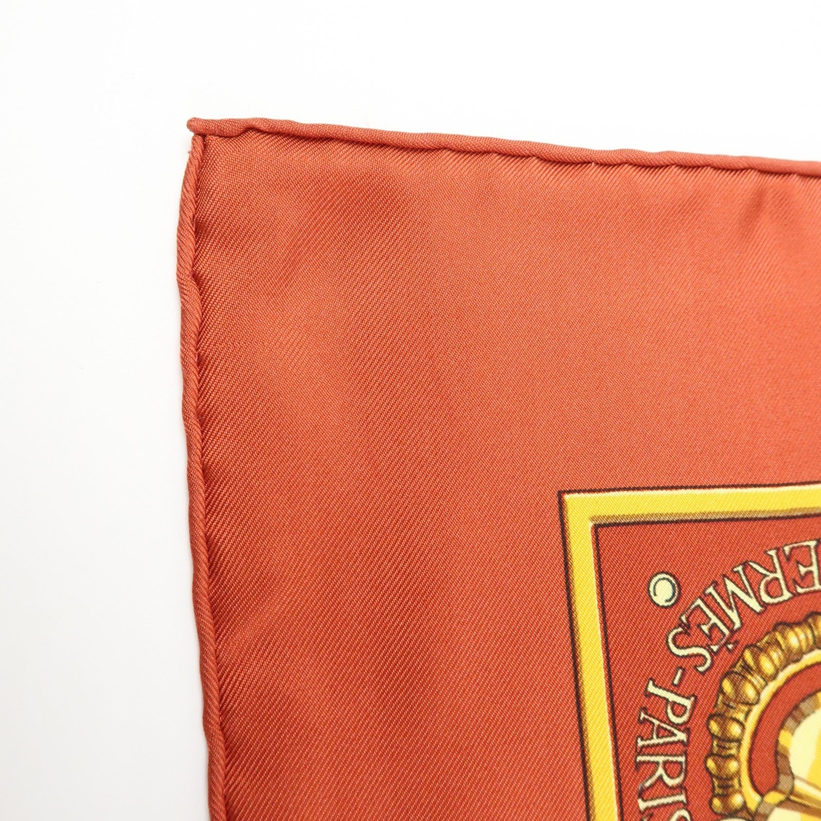 HERMES Carre 90 Silk 100% Scarf Les Trois Mousquetaires Brown Gold