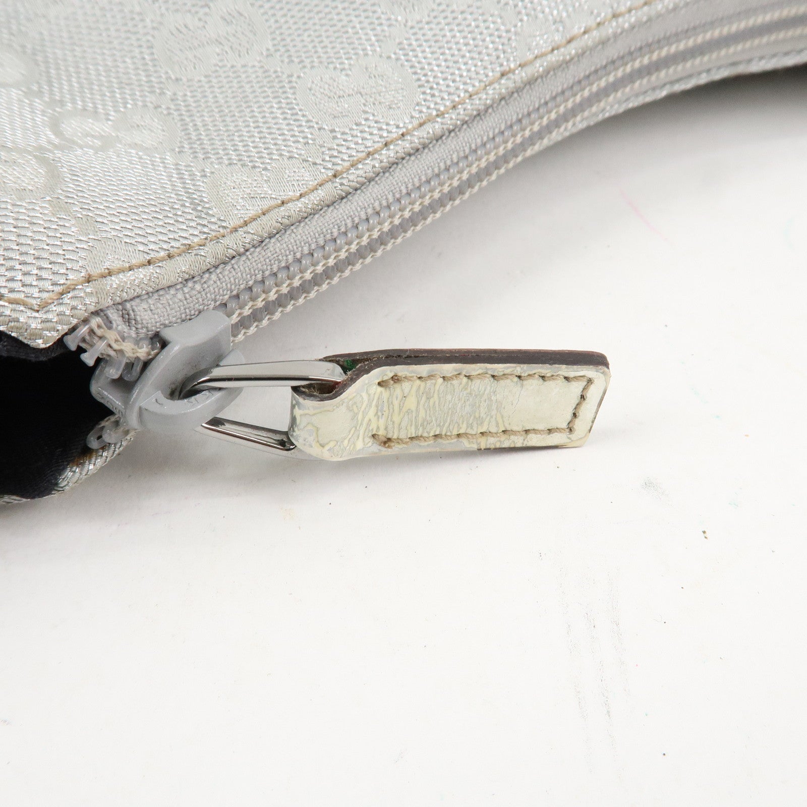 GUCCI Sherry GG Canvas Leather Shoulder Bag Silver 192756 Used