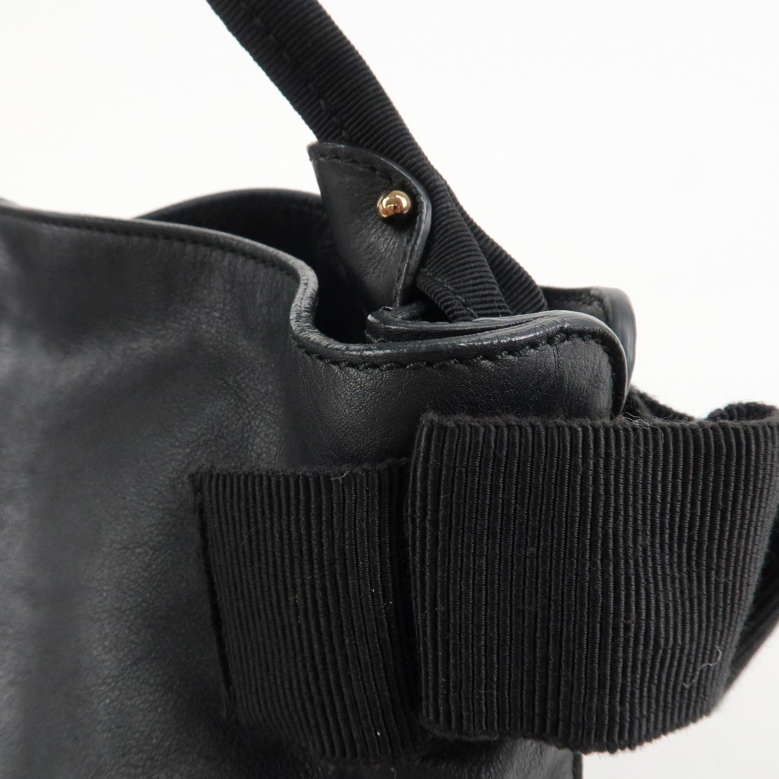 Ferragamo Vara Ribbon Leather Shoulder Bag Hand Bag Black Used