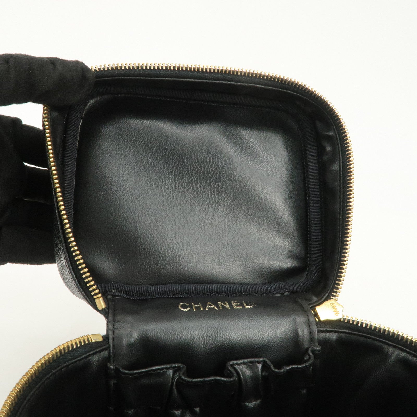 CHANEL COCO Mark Caviarskin Vanity Bag Hand Bag Black A01998