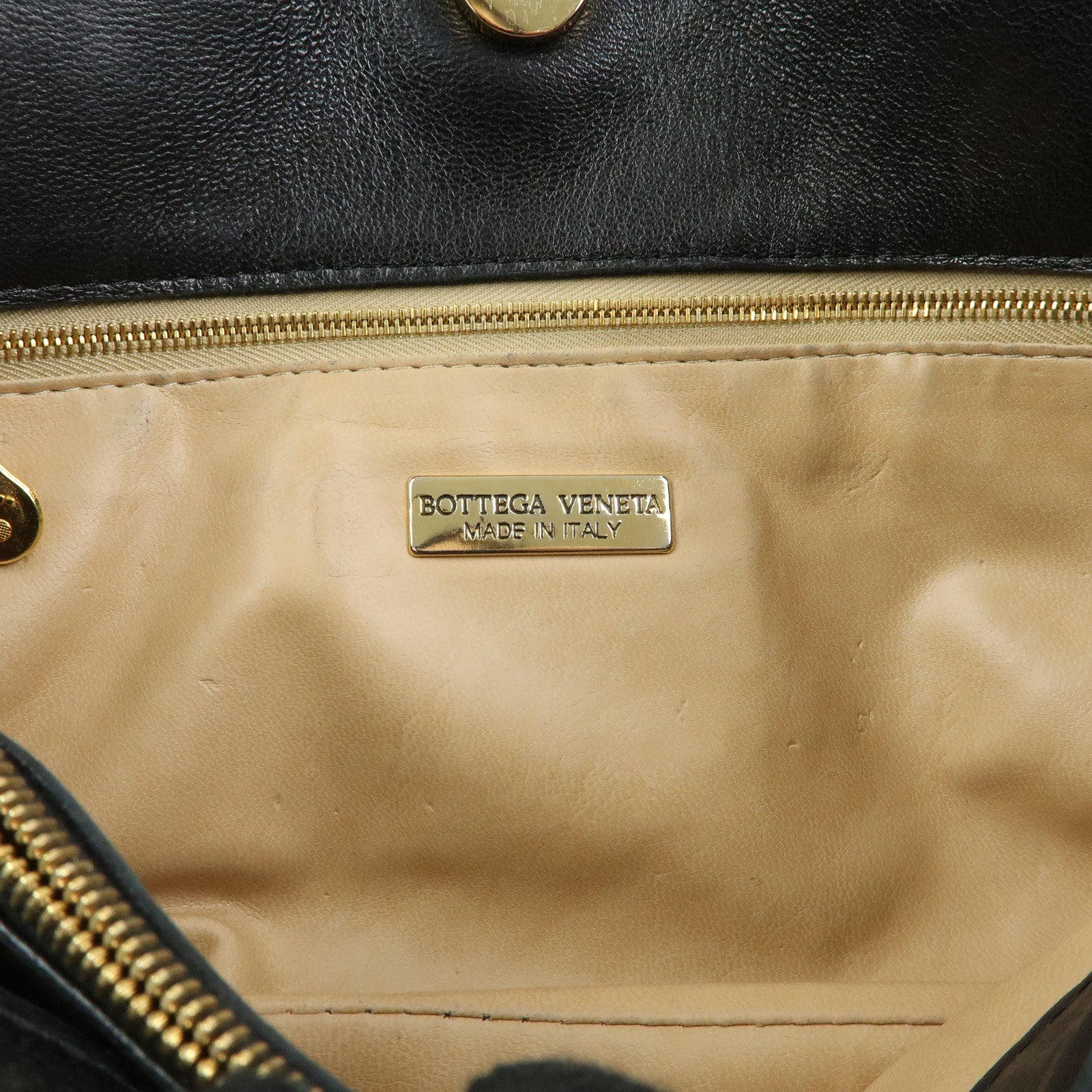 BOTTEGA VENETA Intrecciato Leather Shoulder Bag Hand Bag Black