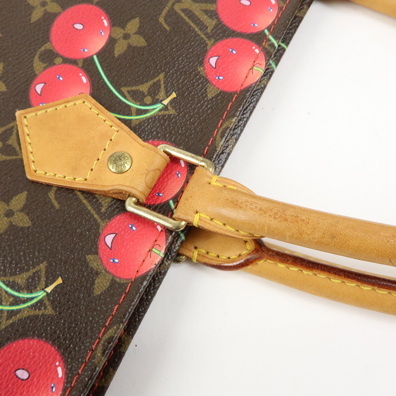 Louis Vuitton Monogram Cherry Sac Plat Tote Bag Brown Cherry M95010