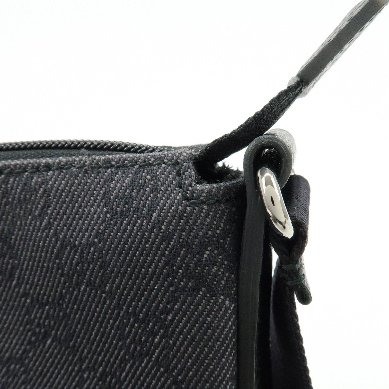 GUCCI GG Denim Leather Shoulder Bag Crossbody Bag Black 509635