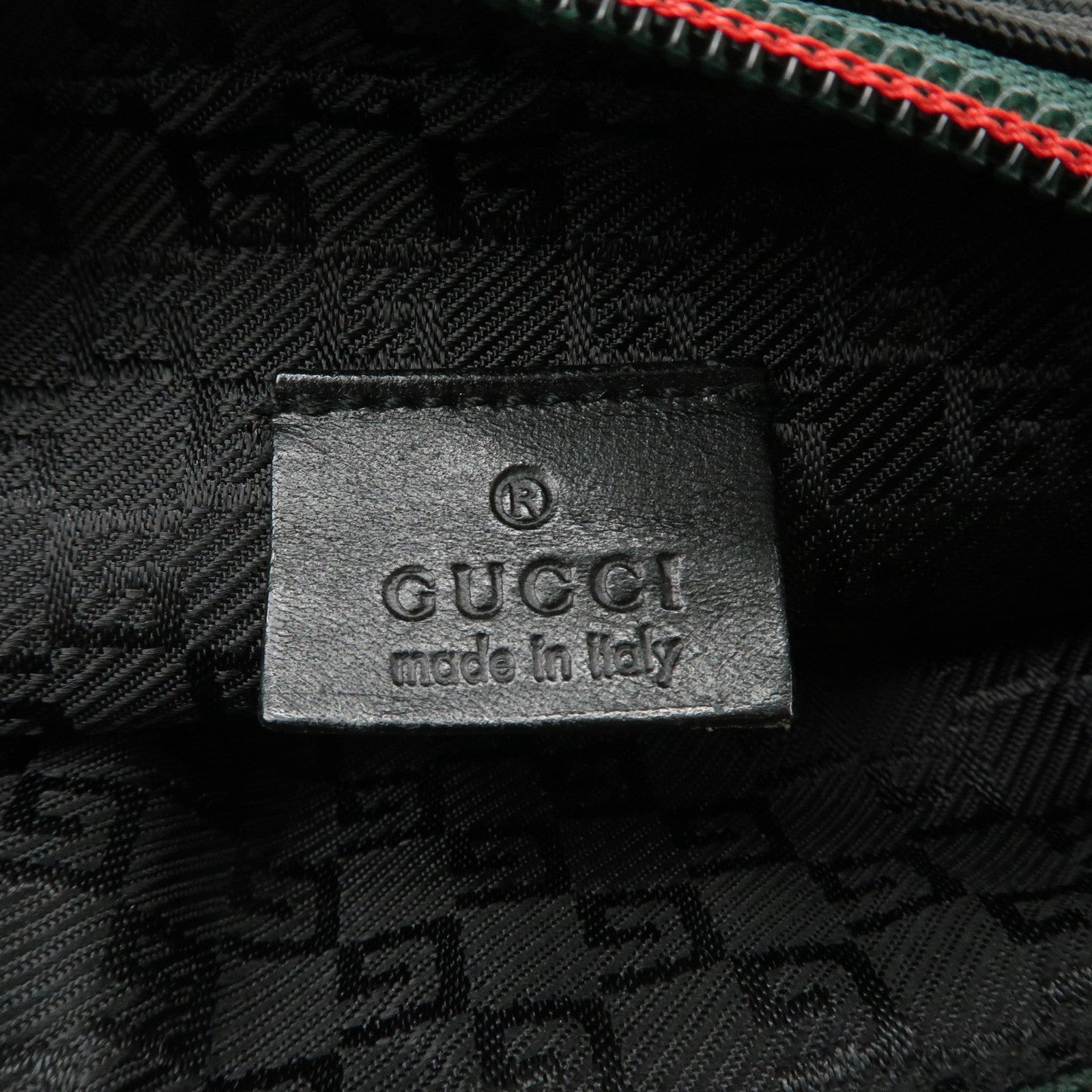 GUCCI Sherry Nylon Leather Body Bag Waist Bag Black 122350