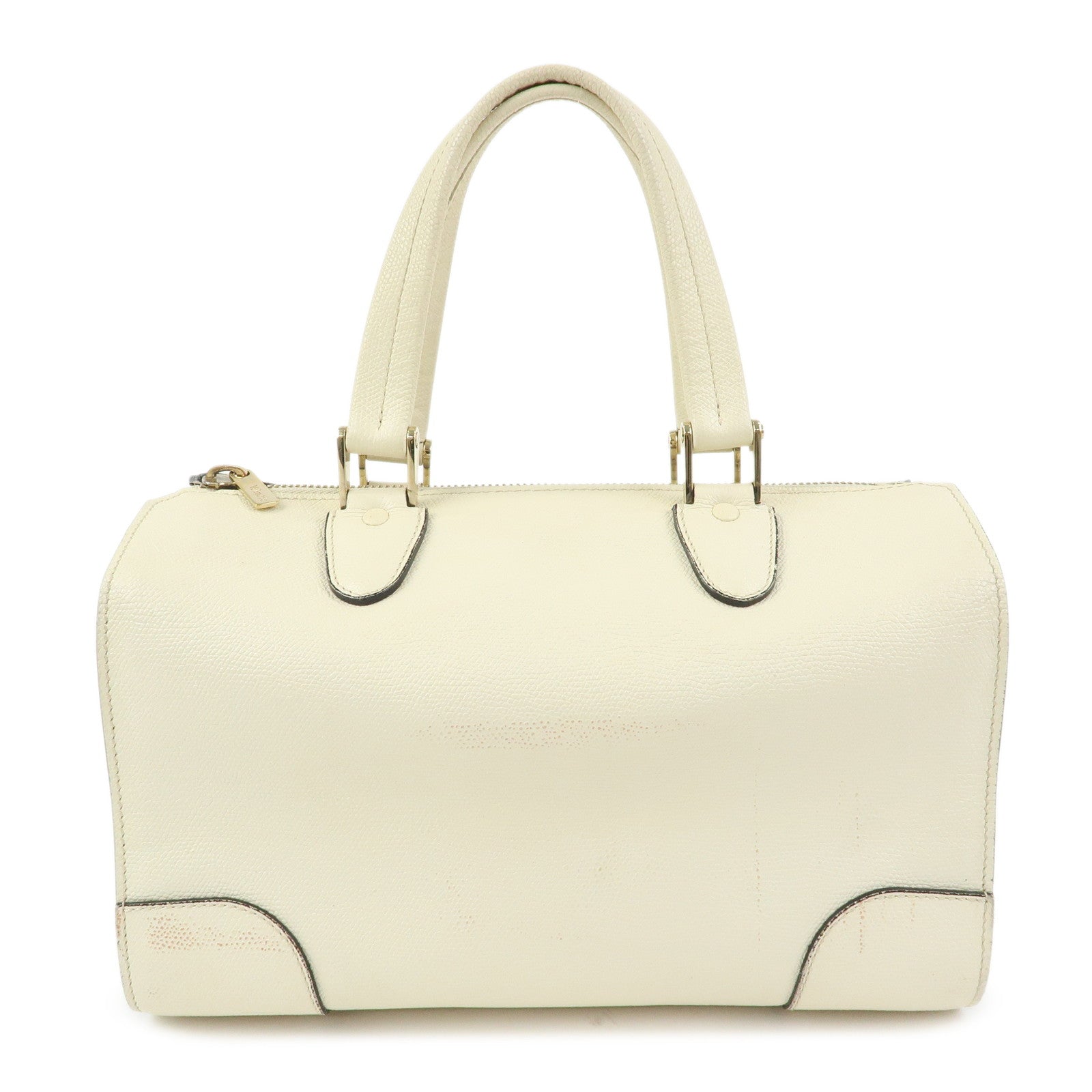 Valextra Babila Medium Leather Hand Bag Boston Bag White