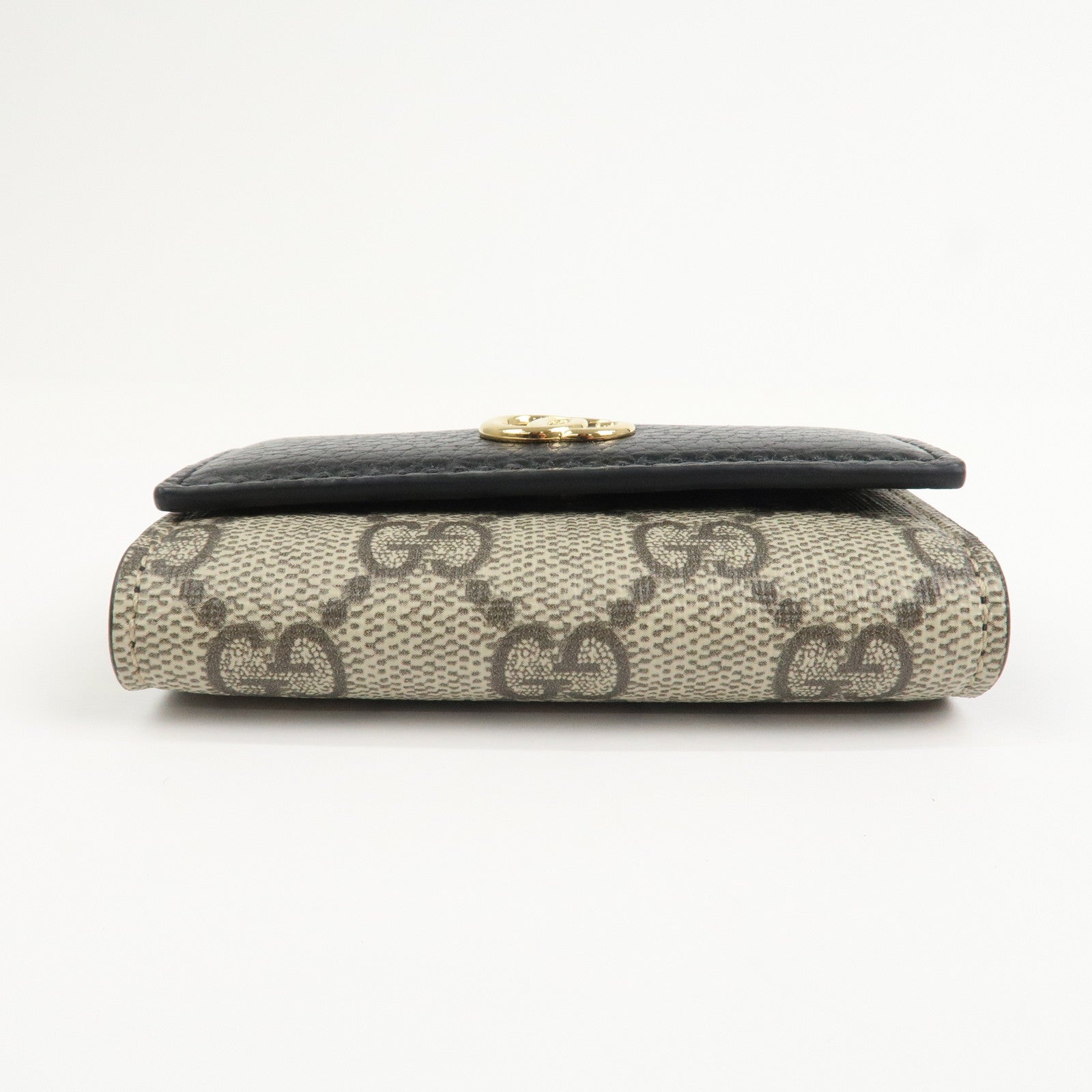 GUCCI GG Marmont Leather GG Supreme 6 Key Case Black 456118