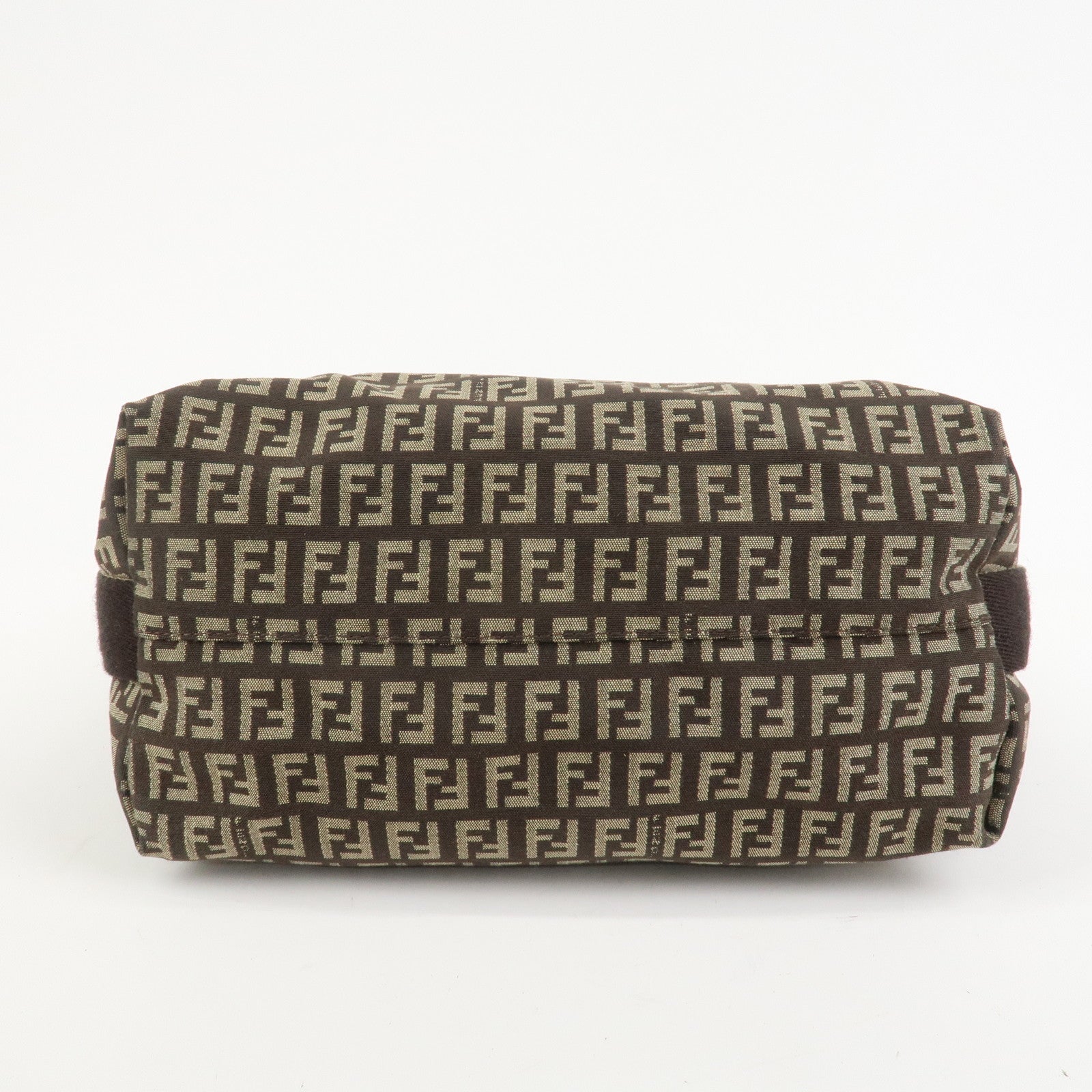 FENDI Zucchino Canvas Shoulder Bag Crossbody Bag Brown 8BR318