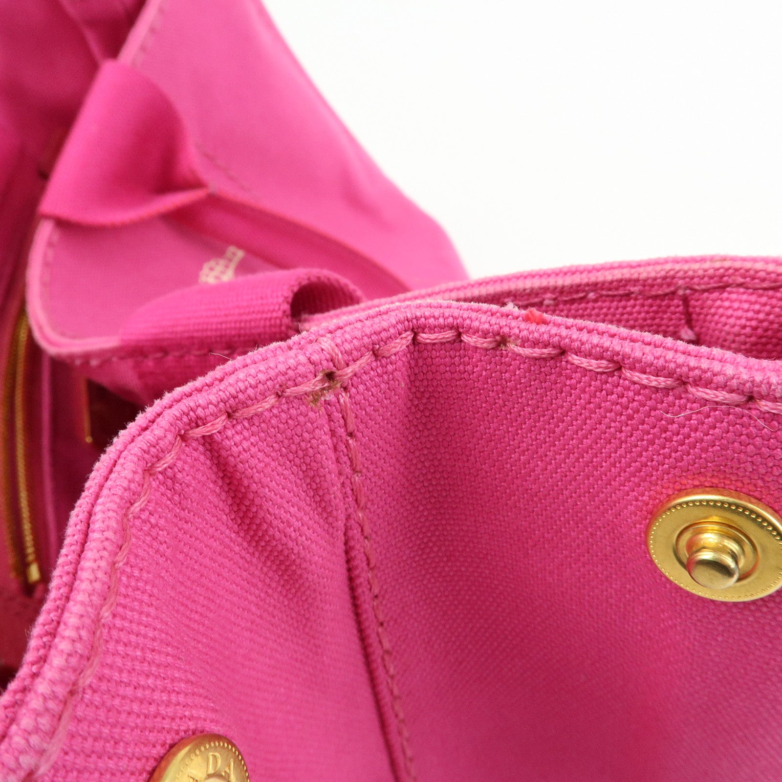 PRADA Triangle Logo Canapa Canvas Hand Bag Tote Bag Pink BN1872