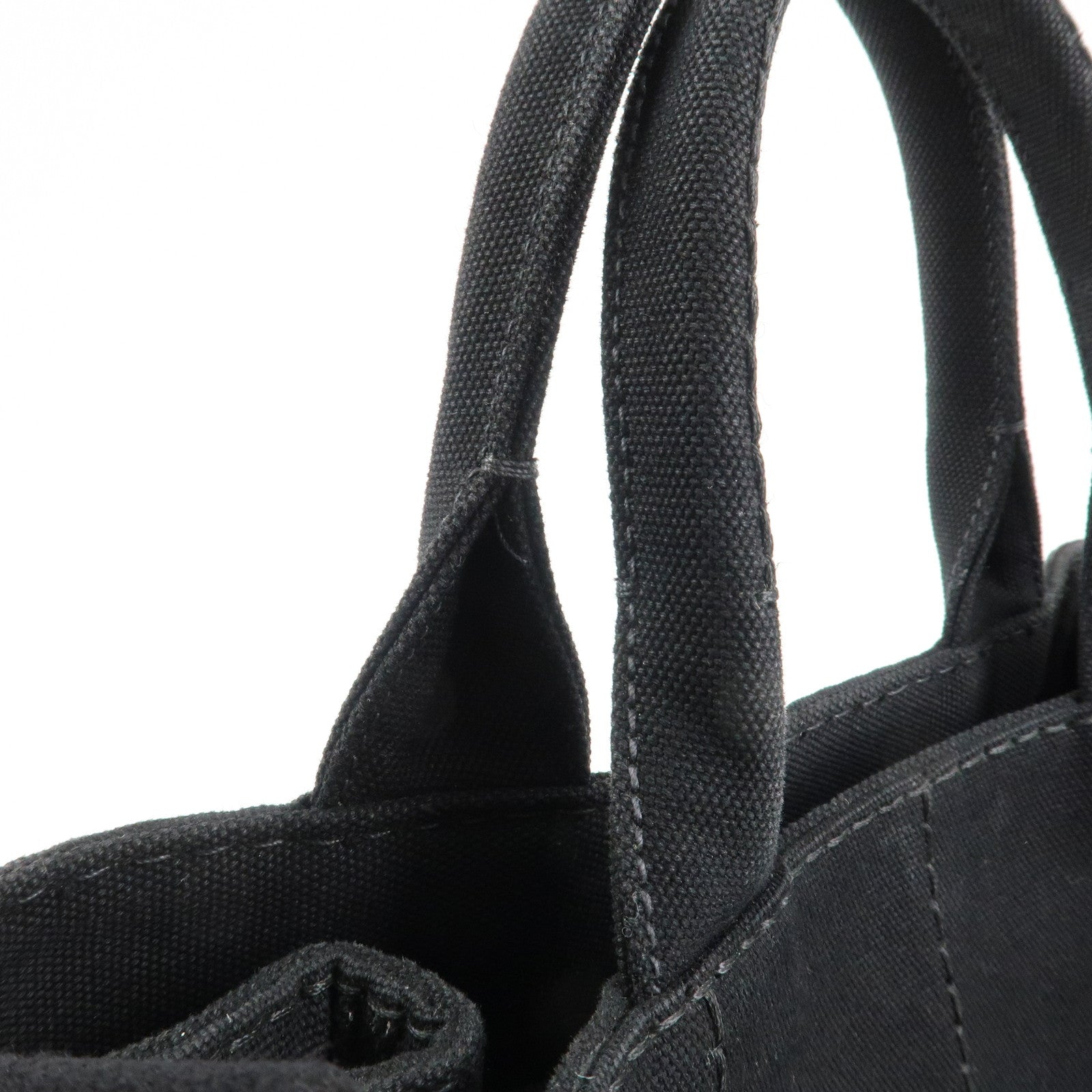 PRADA Canapa Mini Canvas 2Way Hand Bag Tote Bag Black 1BG439 Used