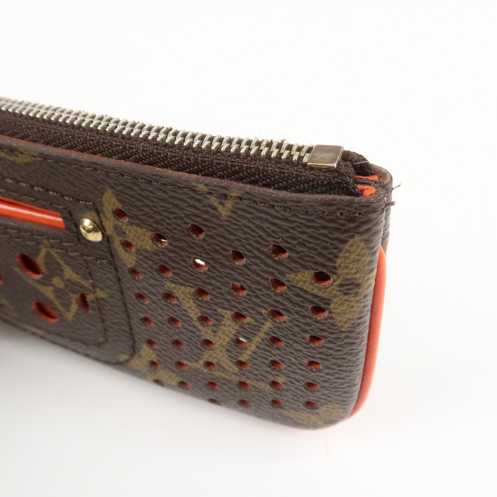 Louis Vuitton Monogram Canvas Perfo Pochette Cles Orange M95222 Used
