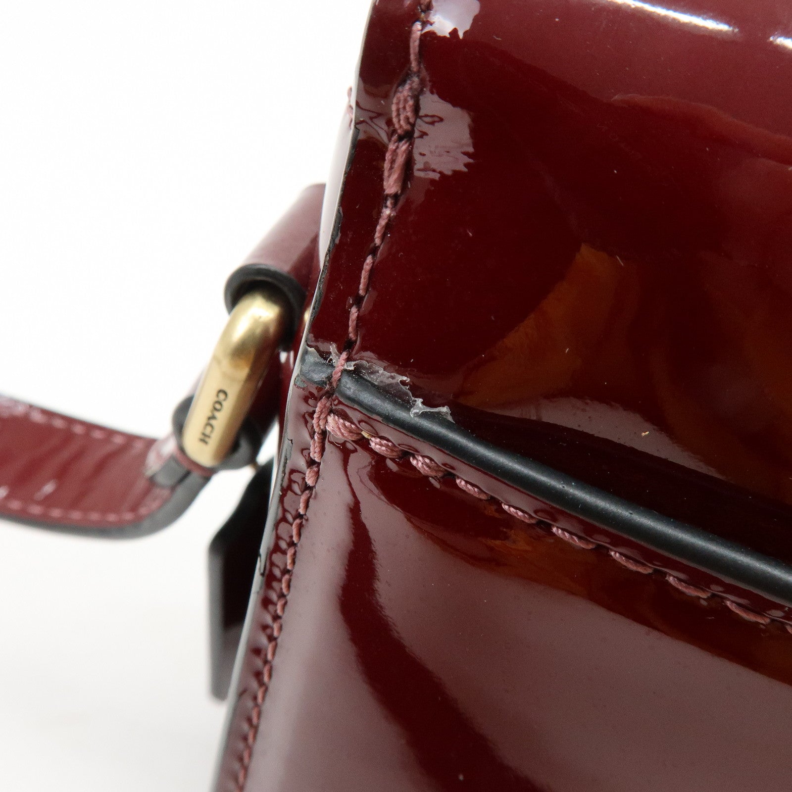 COACH Tabby 26 Patent Leather Shoulder Bag Crossbody Bag Bordeaux