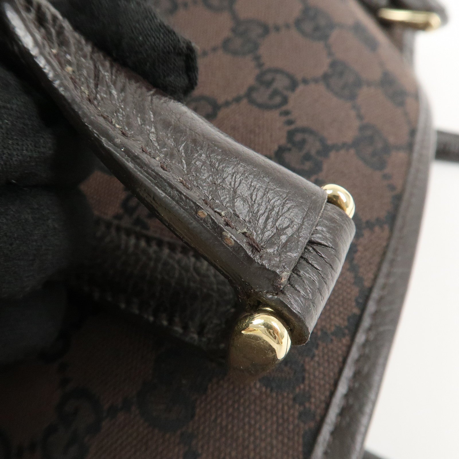 GUCCI Canvas Leather Tote Bag Shoulder Bag Dark Brown 257302