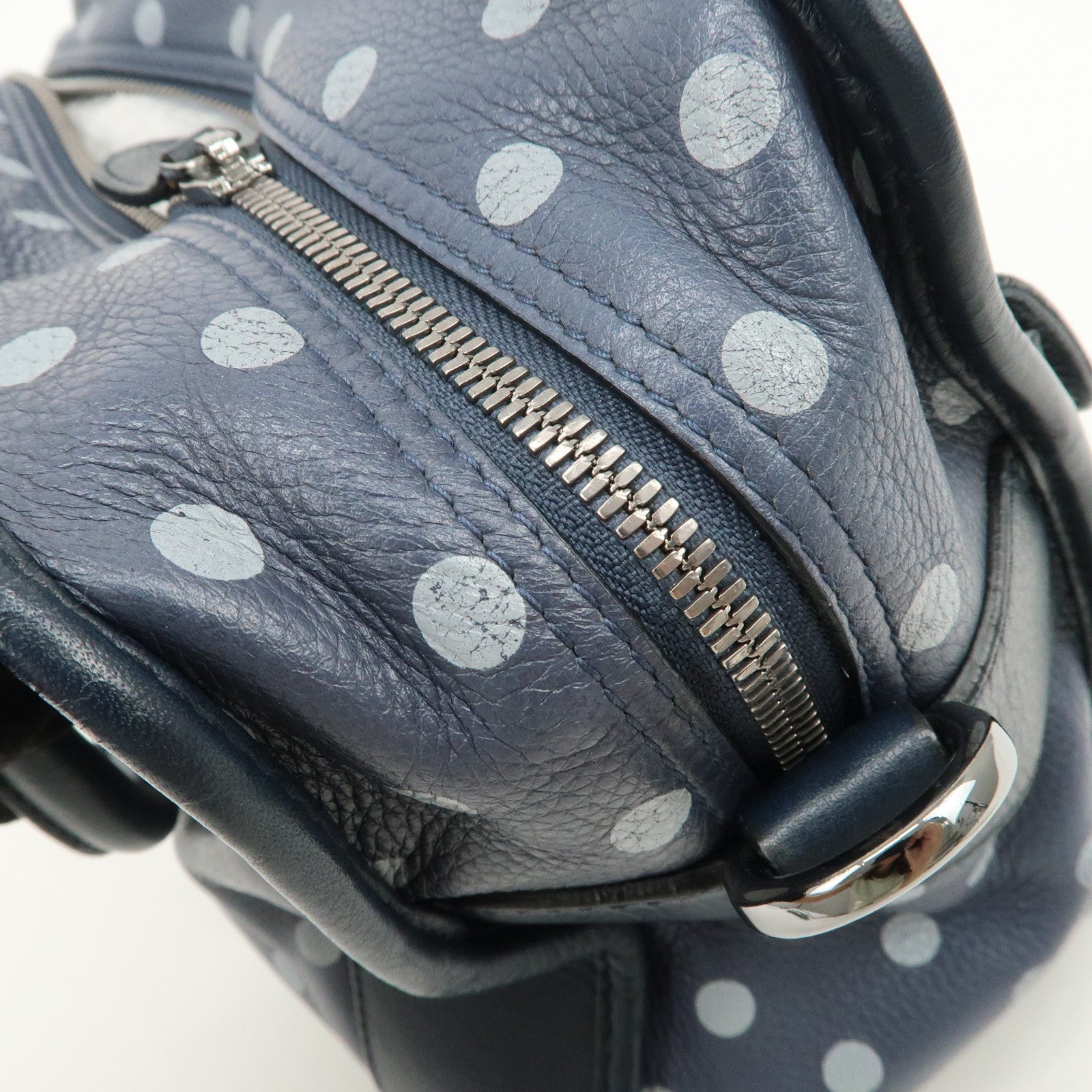 LOEWE Amazona Cruz Leather 2Way Bag Hand Bag Shoulder Bag Navy