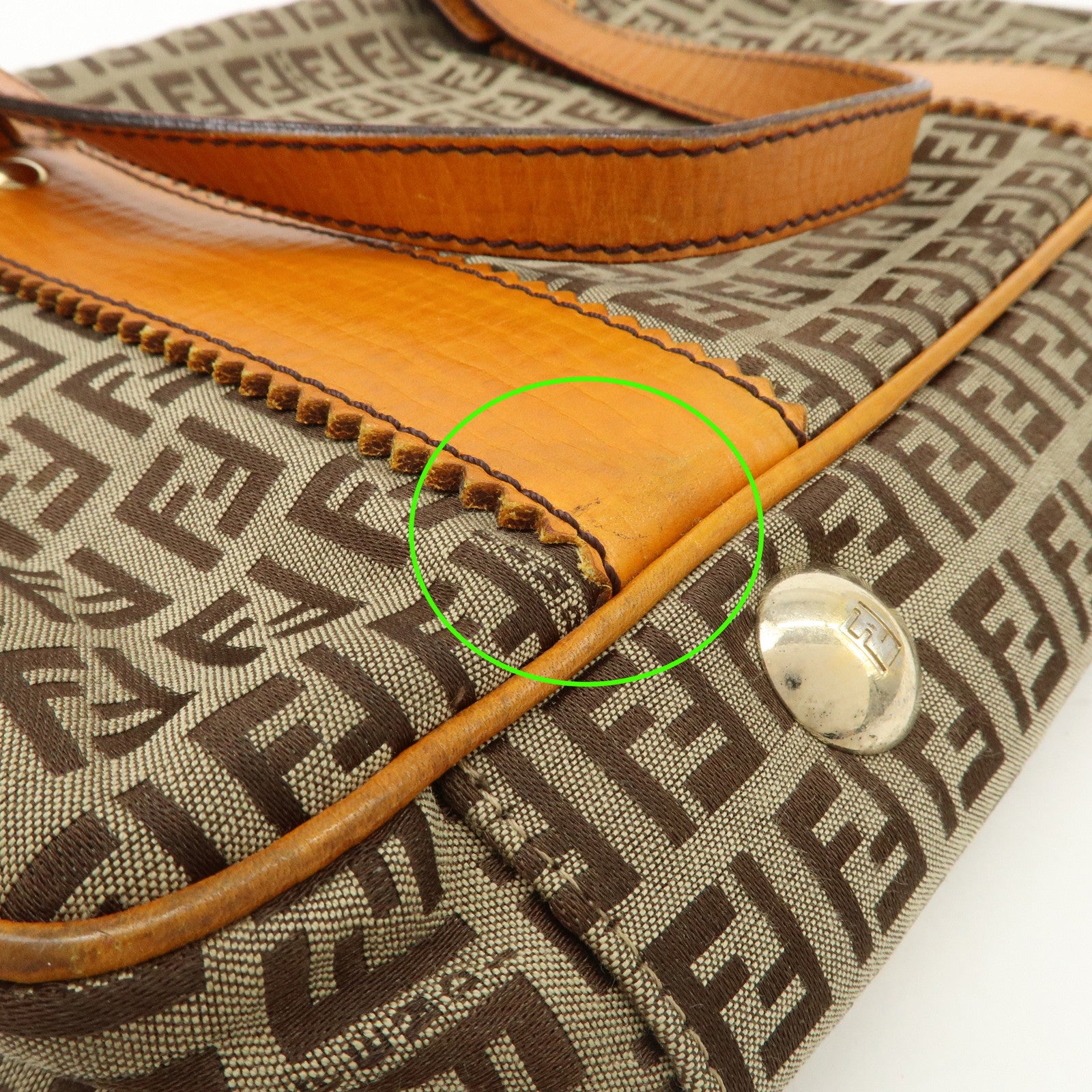 FENDI Zucchino Canvas Shoulder Bag Shoulder Bag Brown 8BN161