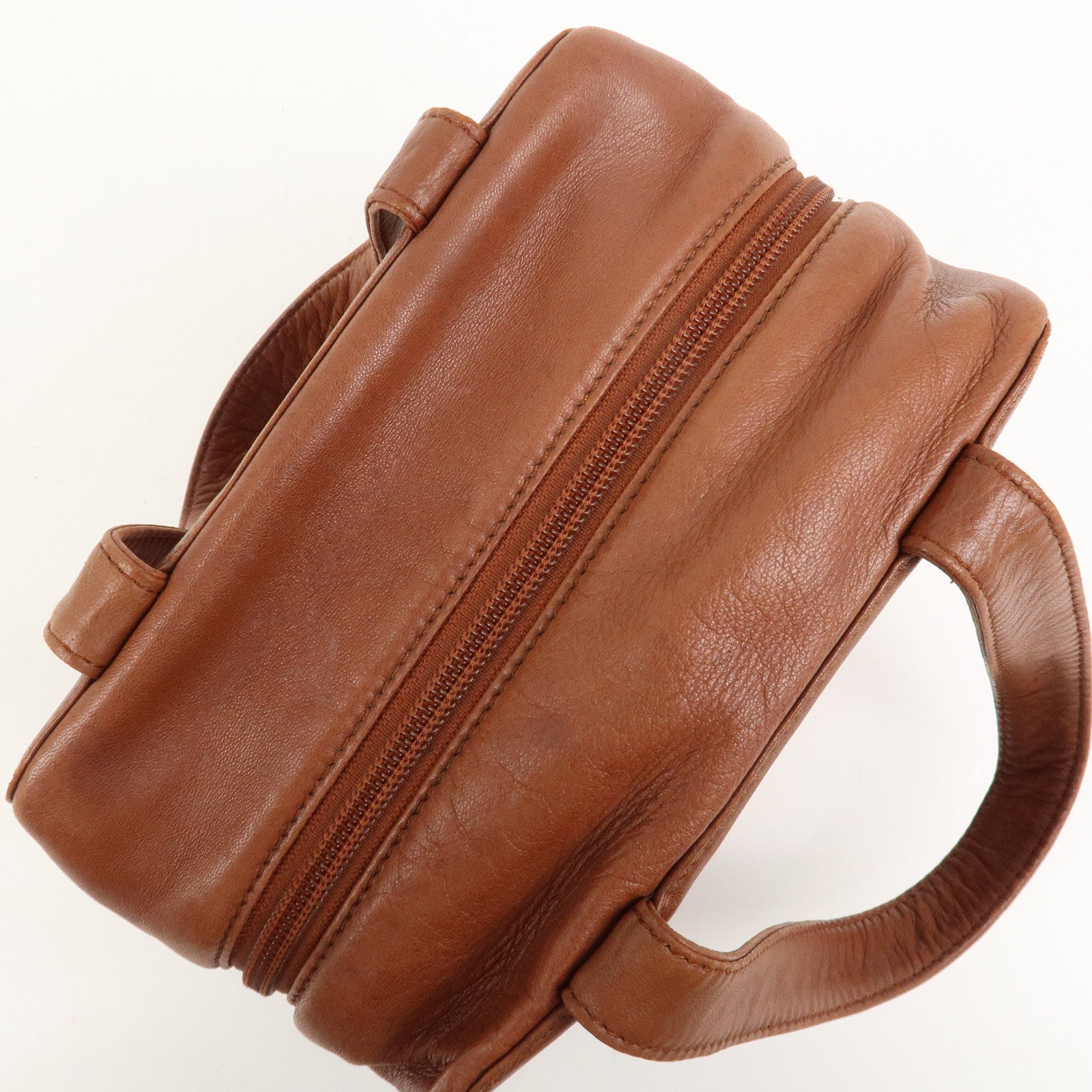 LOEWE Anagram Logo Leather Hand Bag Boston Bag Brown