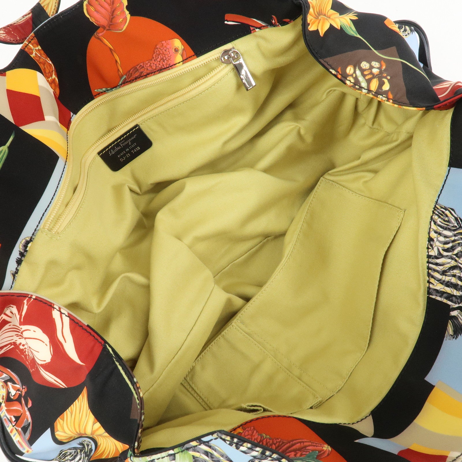 Ferragamo Nylon Leather Hand Bag Shoulder Bag Black Multicolor