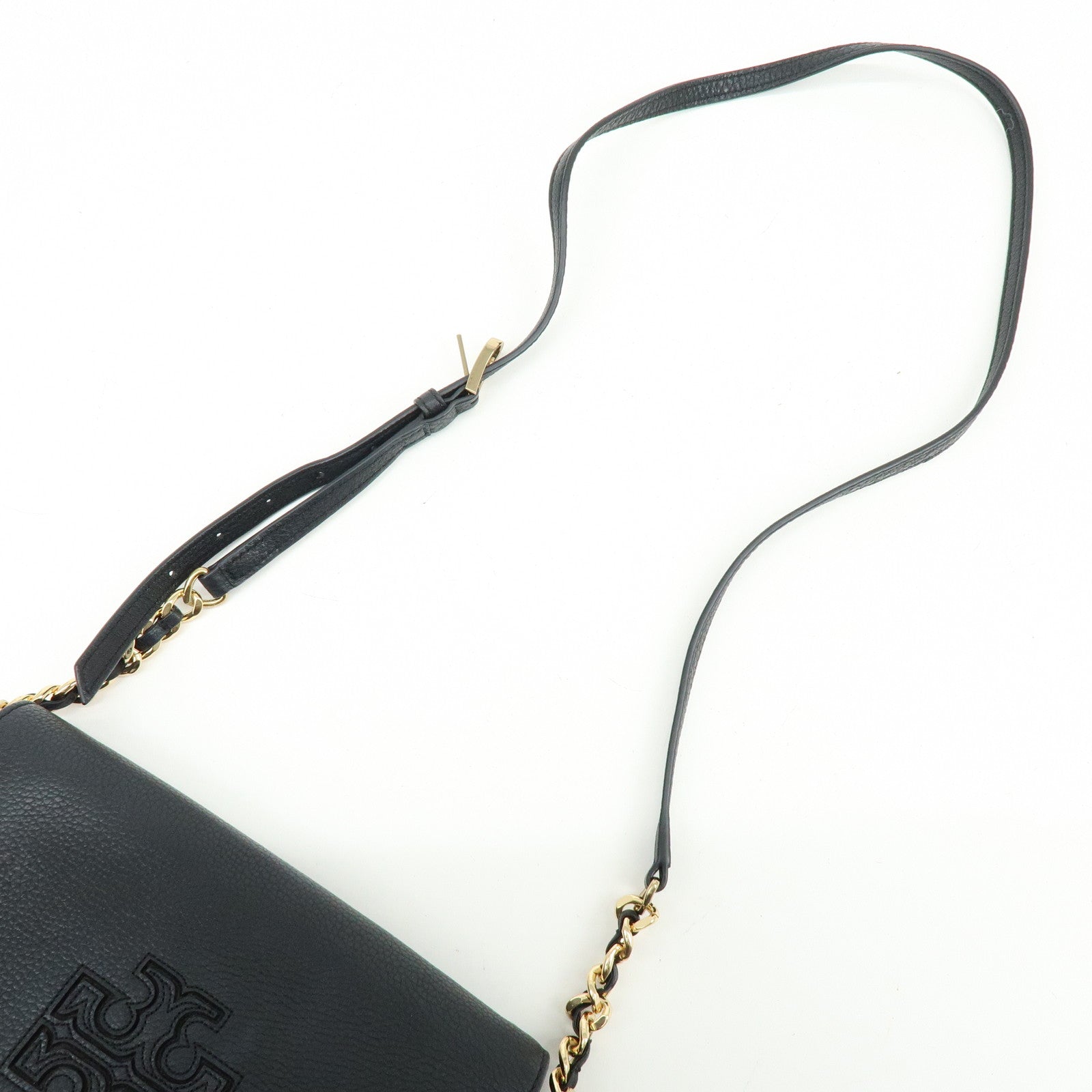 TORY BURCH Logo Leather Shoulder Bag Crossbody Bag Black