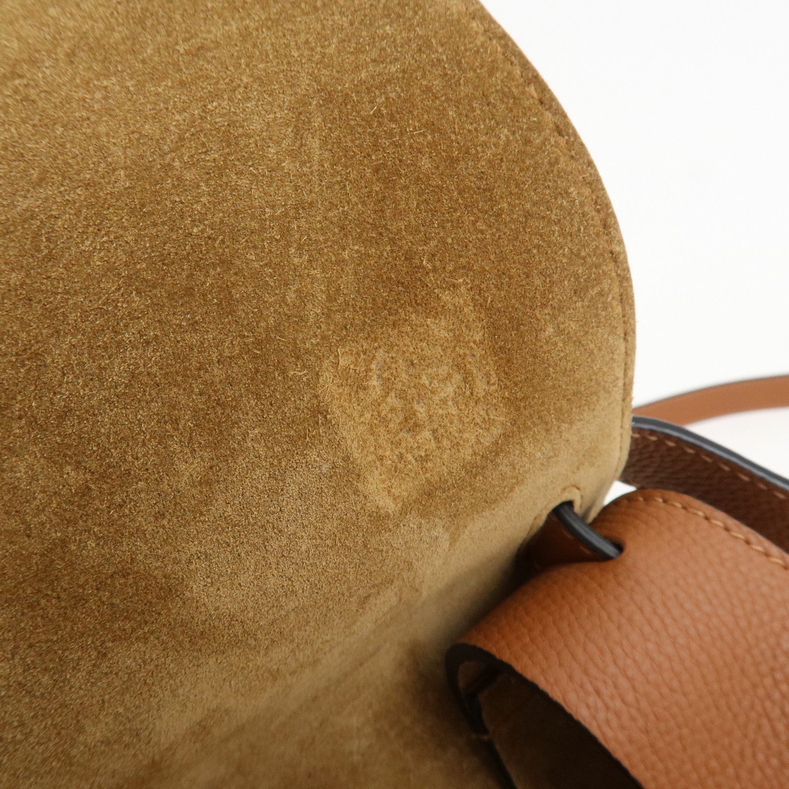 LOEWE Leather Gate Bag Shoulder Bag Brown Gold Hardware Used