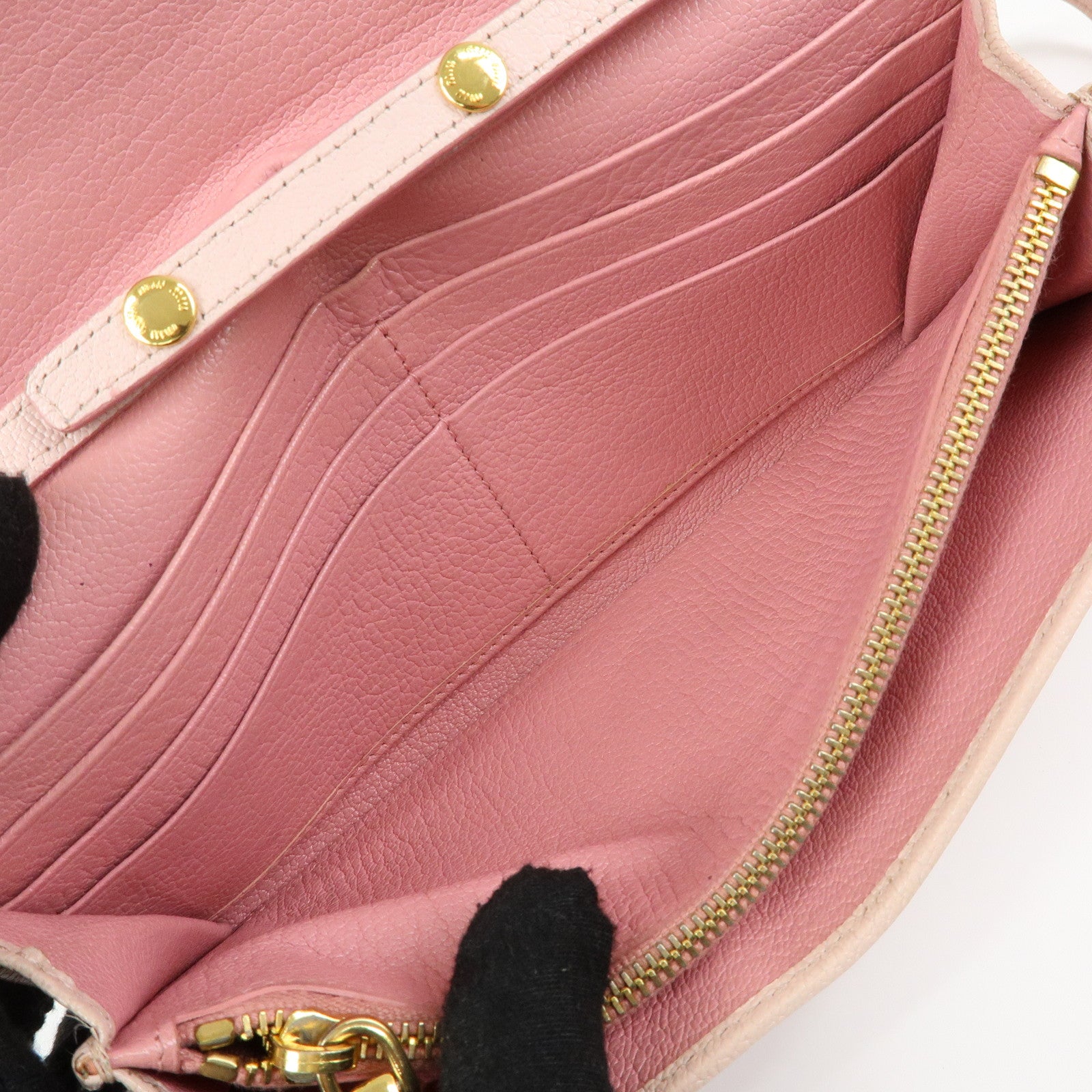 MIU MIU Madras Leather Chain Shoulder Wallet Bag Pink 5M1290