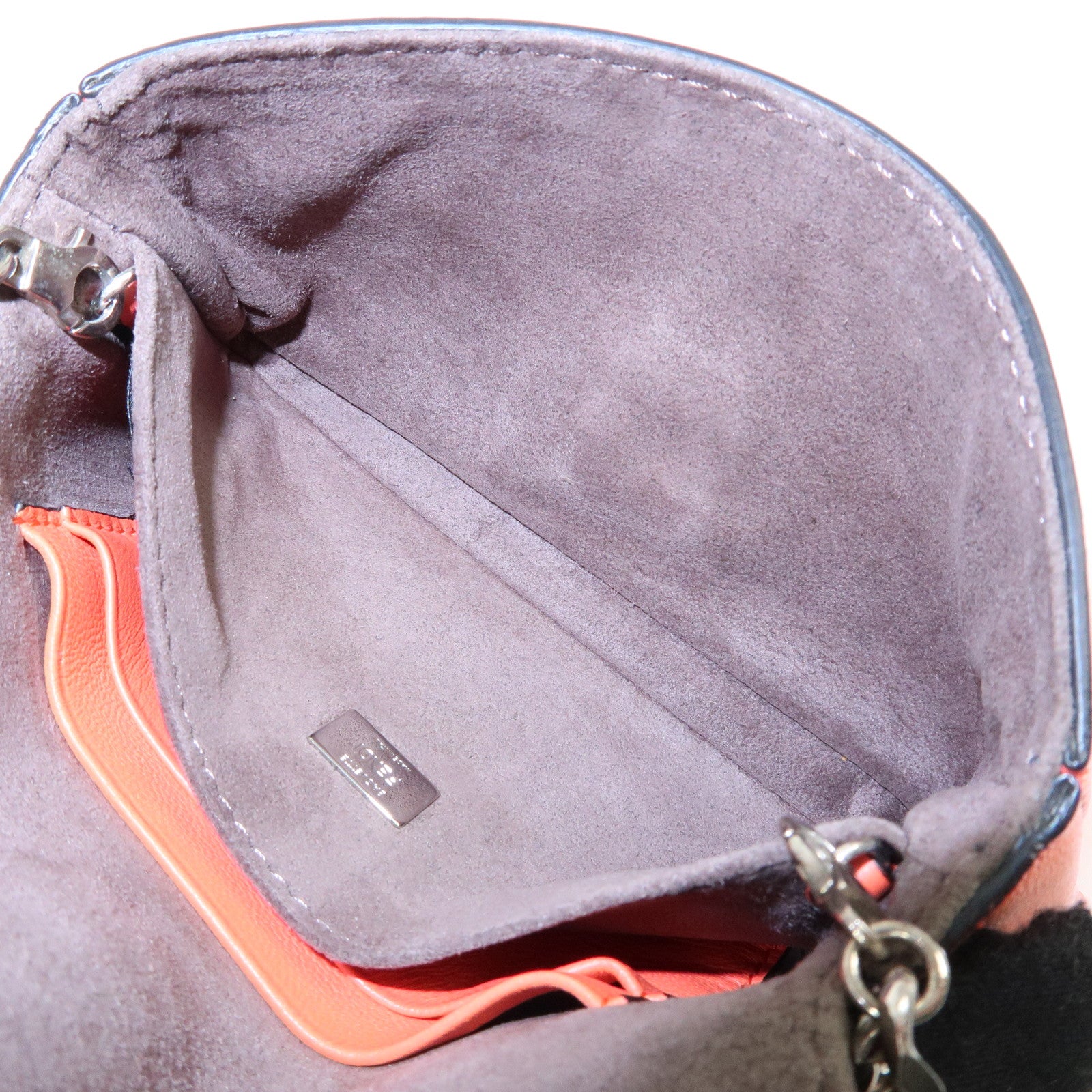 FENDI Micro Baguette 2Way Shoulder Bag Crossbody Bag Orange 8M0354