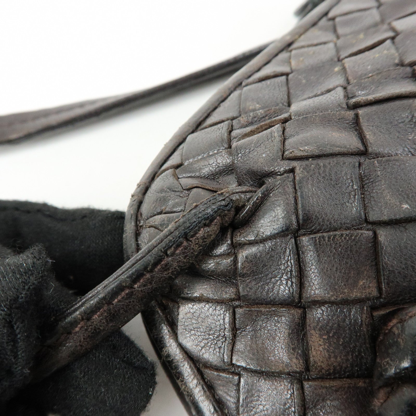BOTTEGA VENETA Intrecciato Nodini Leather Shoulder Bag Brown 245354