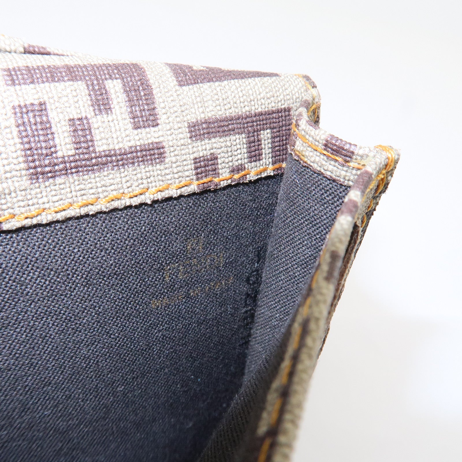 FENDI Zucca Zucchino PVC Leather Brown W Hook Long Wallet 8M00328