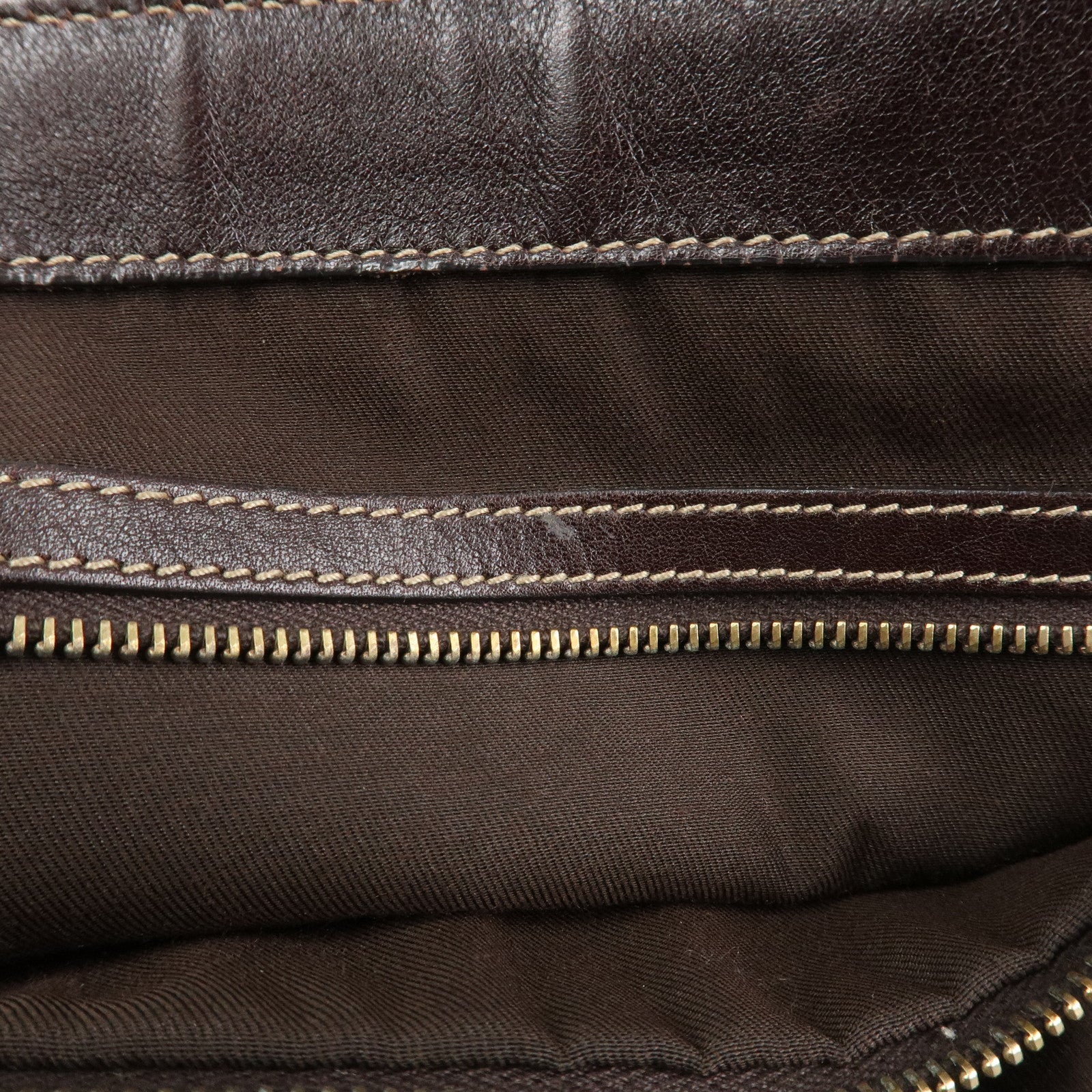 GUCCI Interlocking G Sherry Leather Shoulder Bag Dark Brown 162094