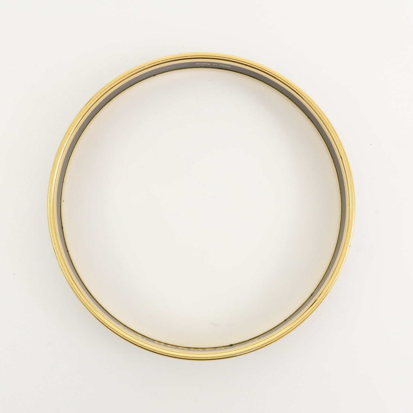 HERMES Email PM Plated Bracelet Bangle Black Gold