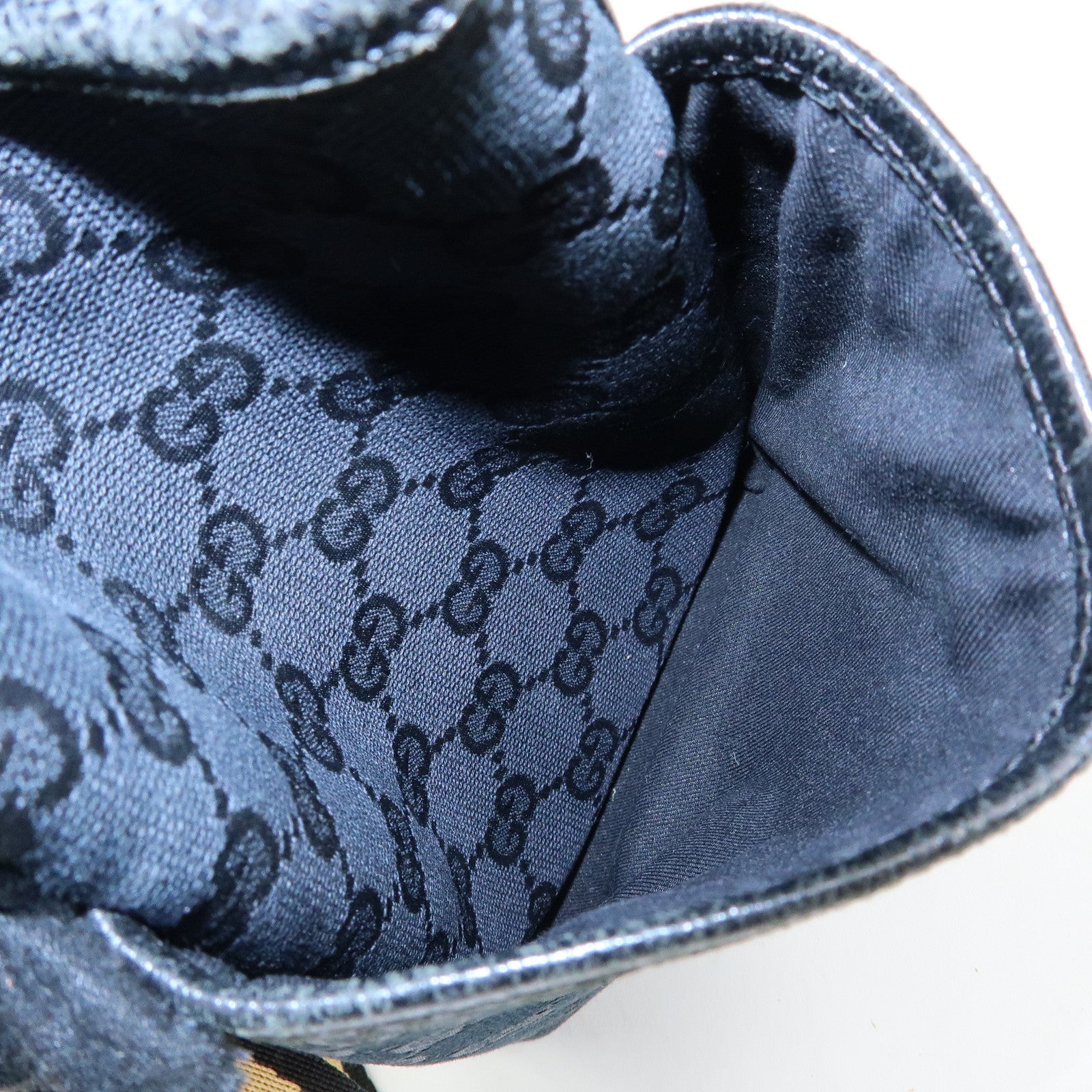 GUCCI Sherry GG Canvas Leather Small Shoulder Bag Black 141863