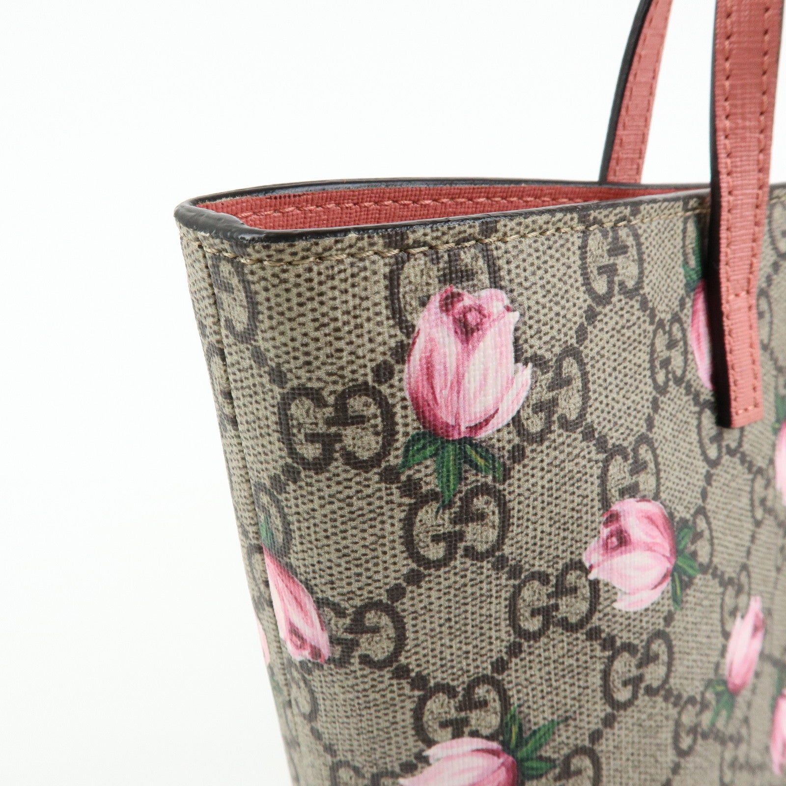 GUCCI Children's GG Supreme Leather Tote Bag Rose Beige Pink 410812