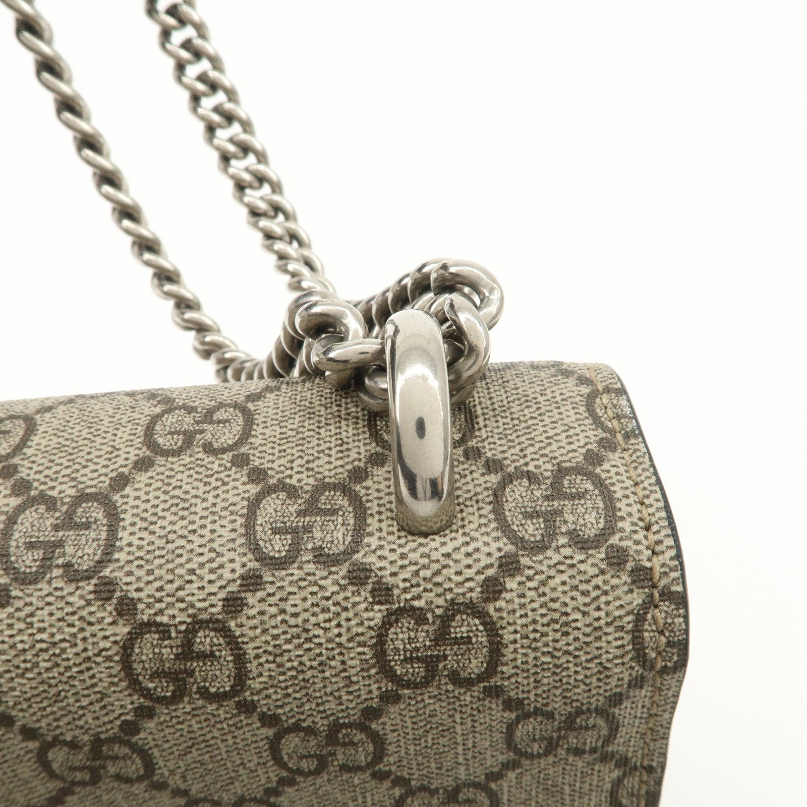 GUCCI Dionysus GG Supreme Suede Chain Shoulder Bag Beige 400249
