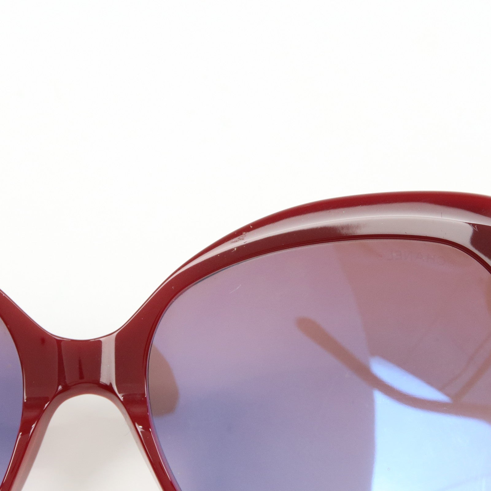 CHANEL COCO Mark Plastic Sunglasses Bordeaux Black 5228 60□17