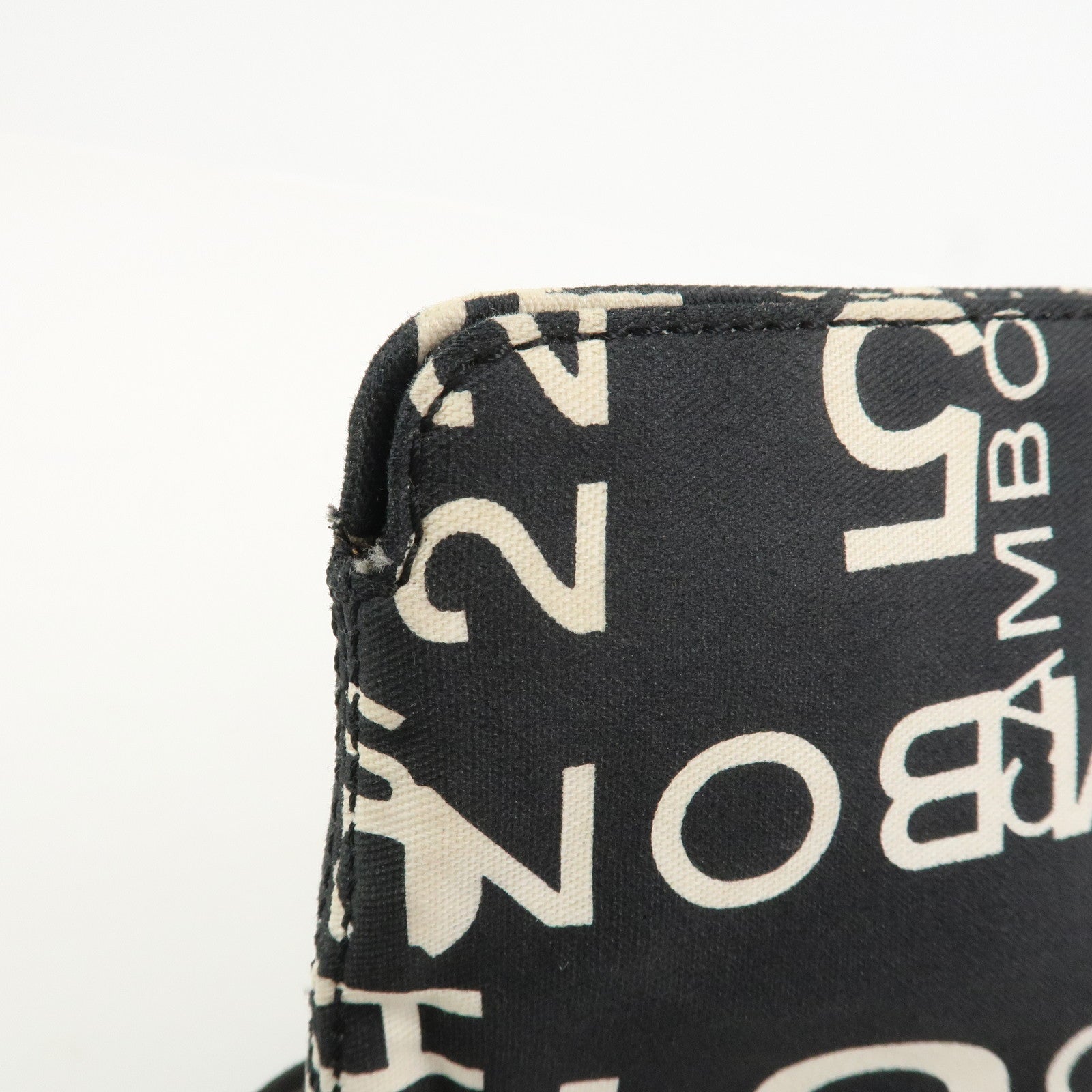 CHANEL By Sea Line Canvas Clutch Bag Cosmetic Pouch Black White