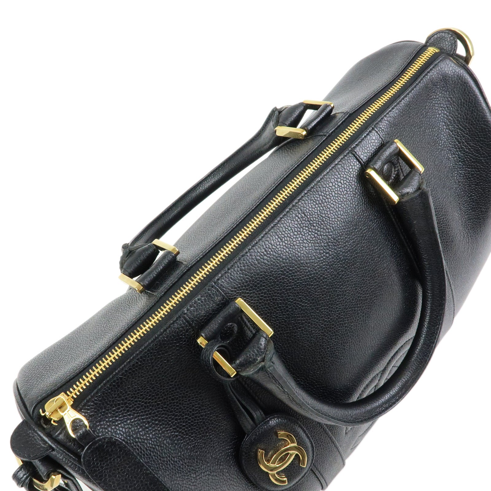 CHANEL COCO Mark Caviarskin 2Way Bag Hand Bag Boston Bag Black
