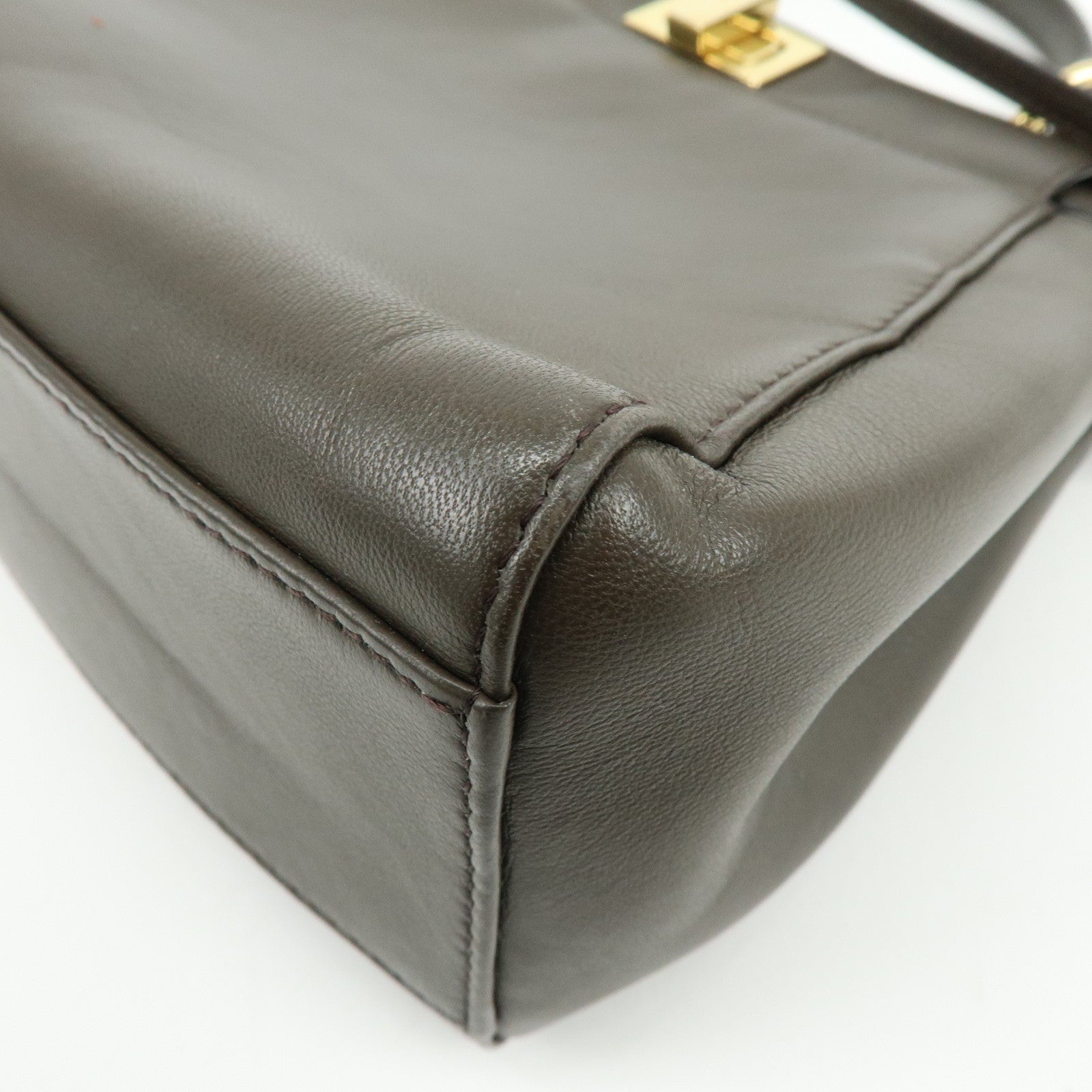 FENDI Mini Peekaboo Leather 2Way Bag Shoulder Bag Greige 8BN244