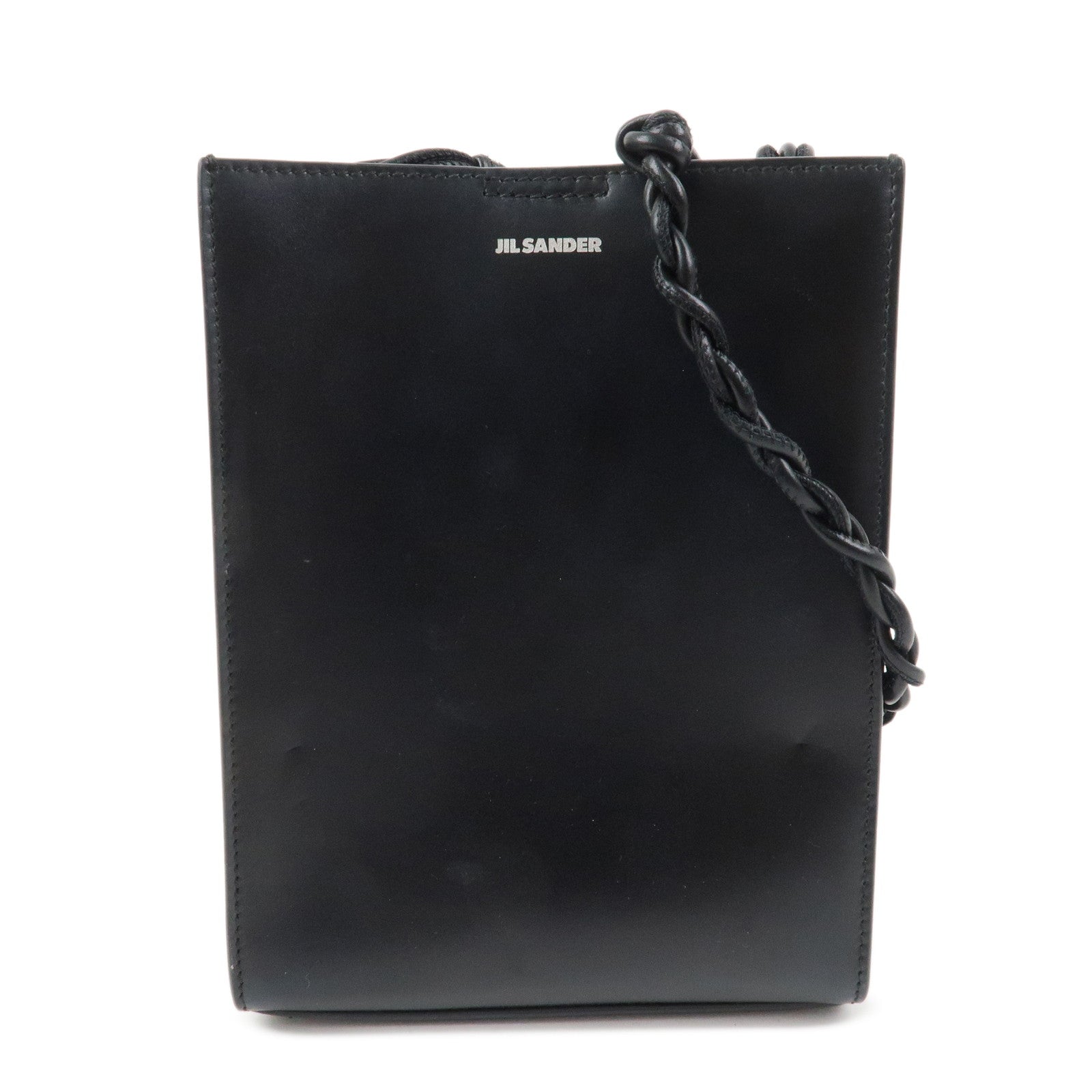JIL SANDER Tangle Small Logo Leather Shoulder Bag Hand Bag Black