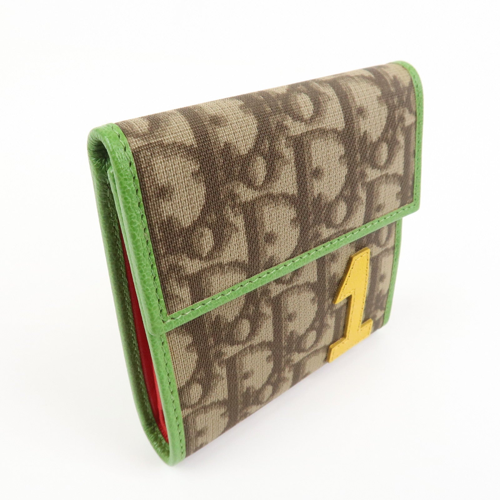 Christian Dior Rasta Trotter PVC Leather Compact Wallet Brown Green