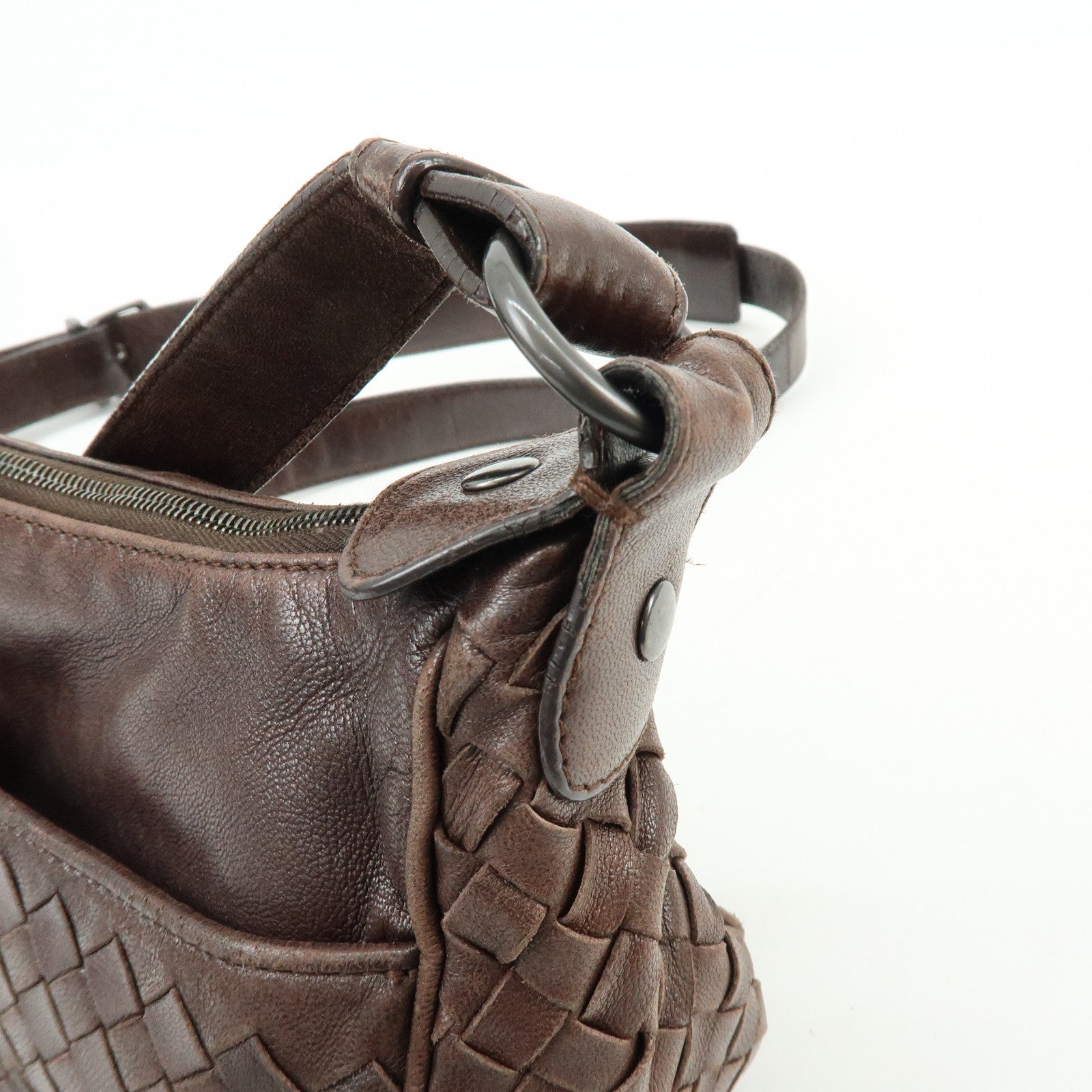 BOTTEGA VENETA Intrecciato Leather Shoulder Crossbody Bag Brown