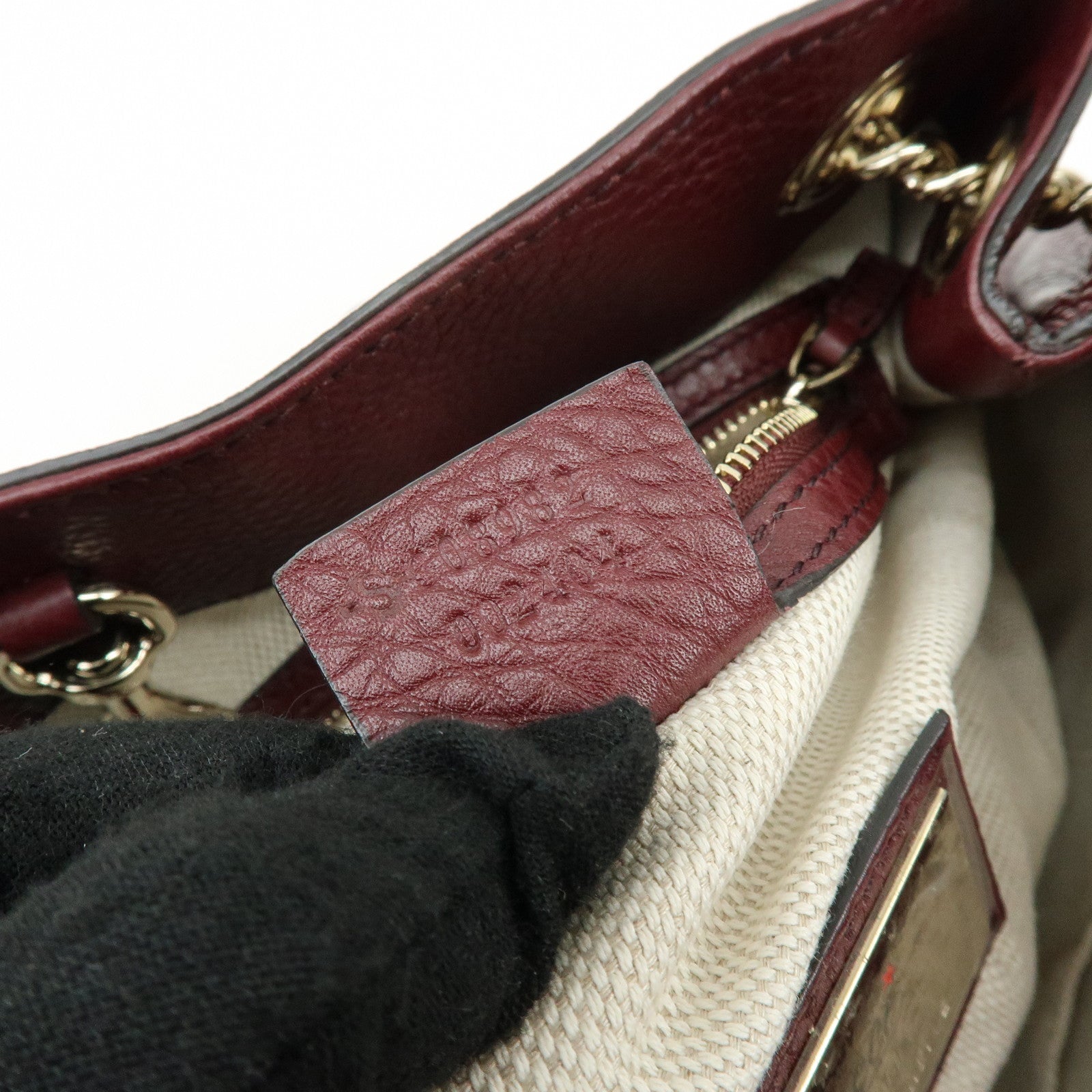 GUCCI SOHO Leather Chain Shoulder Bag Hand Bag Wine Red 308982