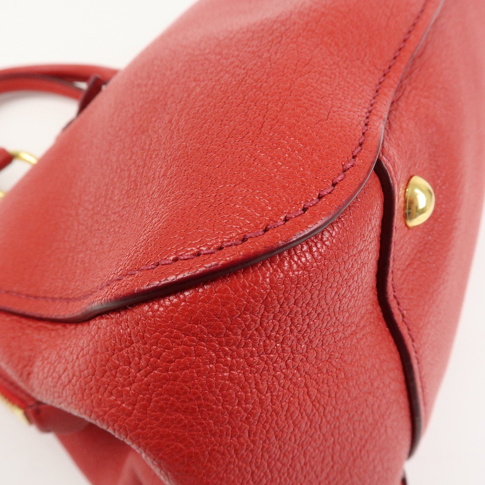 MIU MIU Logo Leather 2Way Bag Hand Bag Shoulder Bag Red RL0060