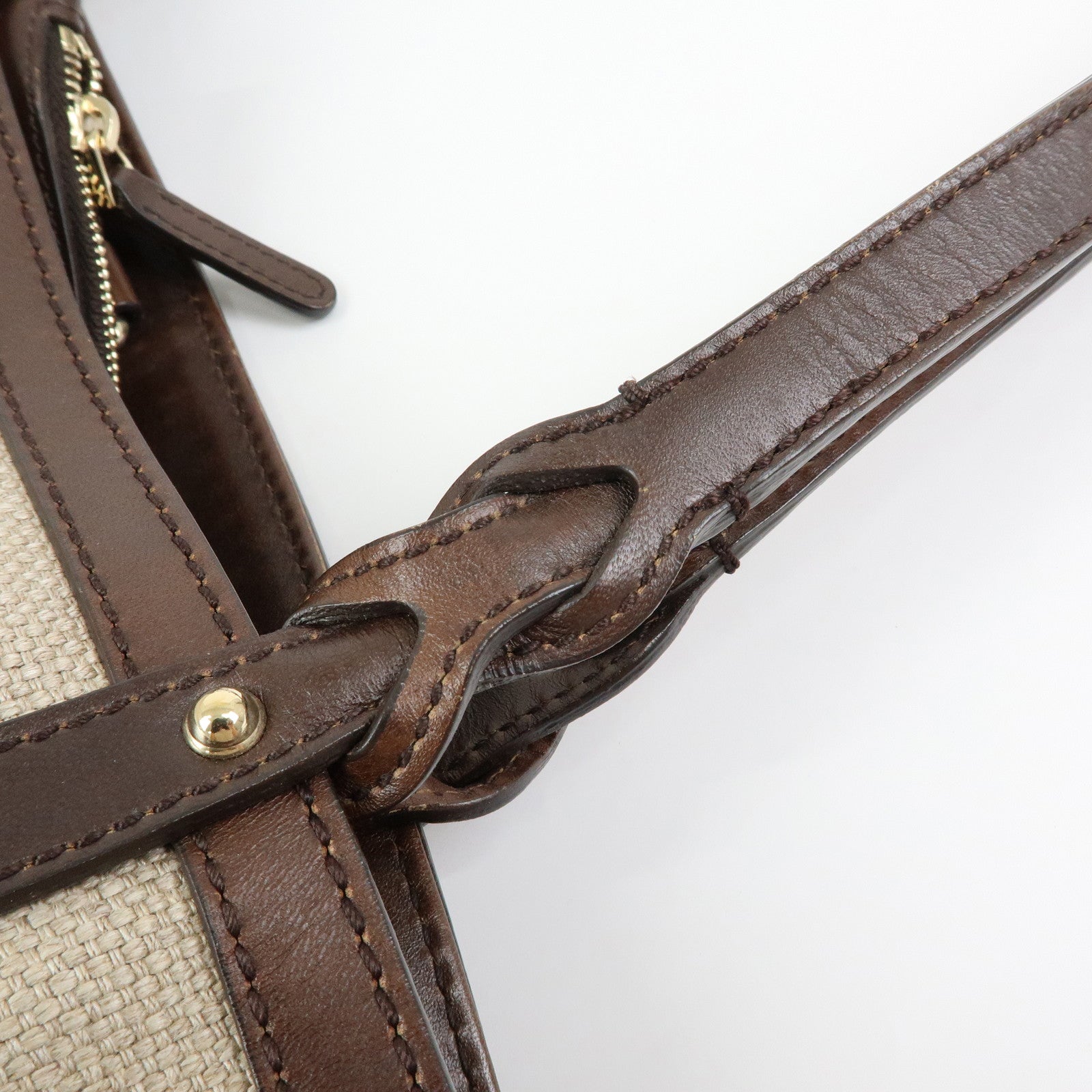 GUCCI Gucci Craft GG Canvas Leather Tote Bag Beige Brown 247209