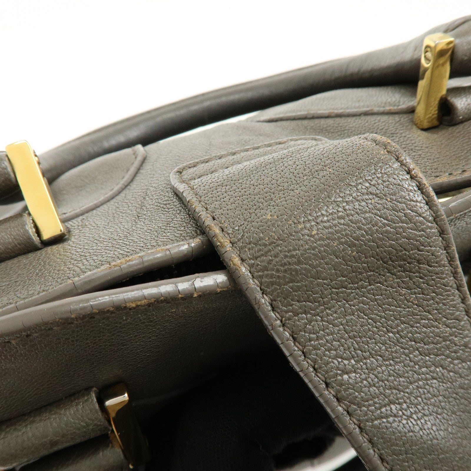 SAINT LAURENT PARIS Cabas Chyc Leather 2WAY Bag Gray 370699