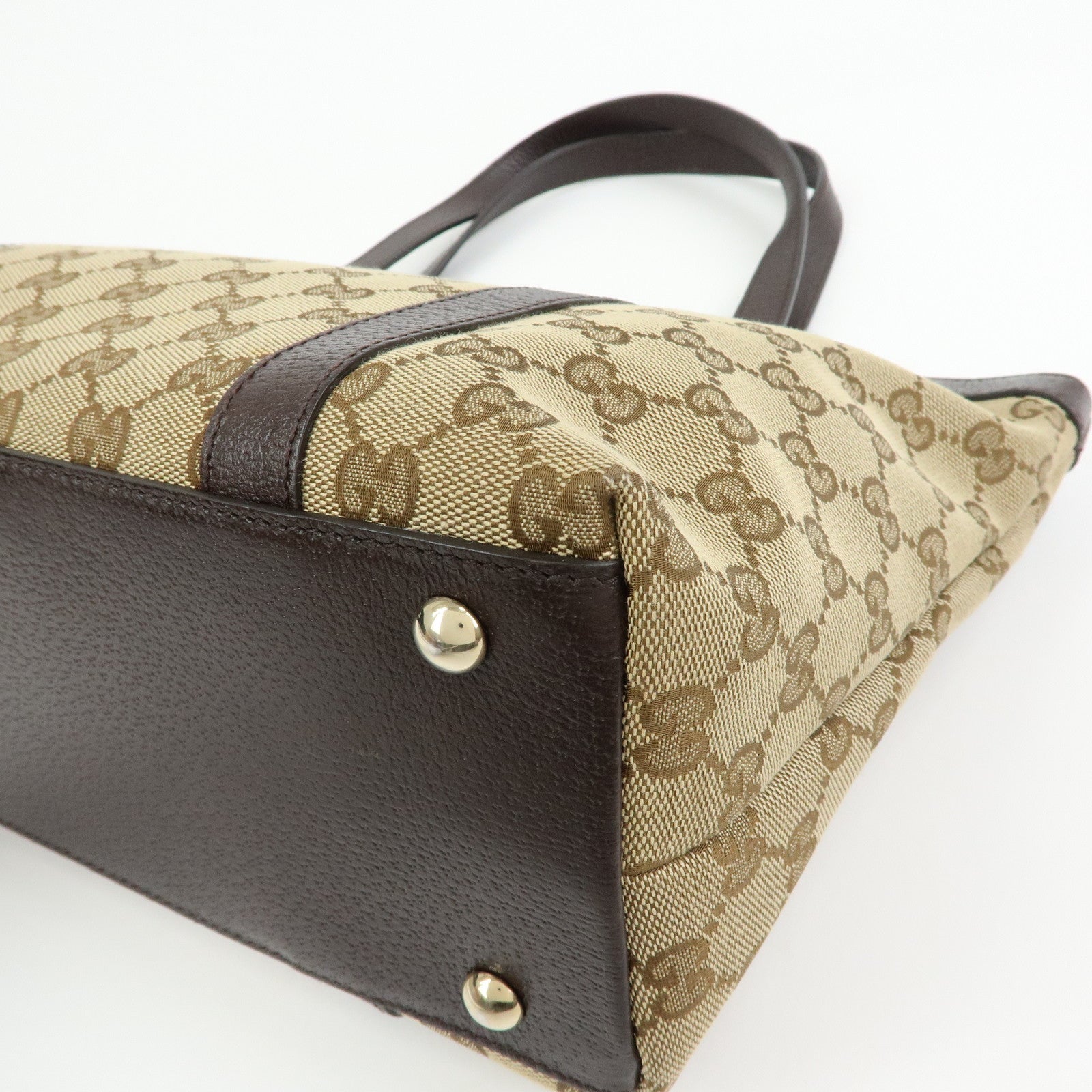 GUCCI Abbey GG Canvas Leather Tote Bag Hand Bag Beige Brown 141470