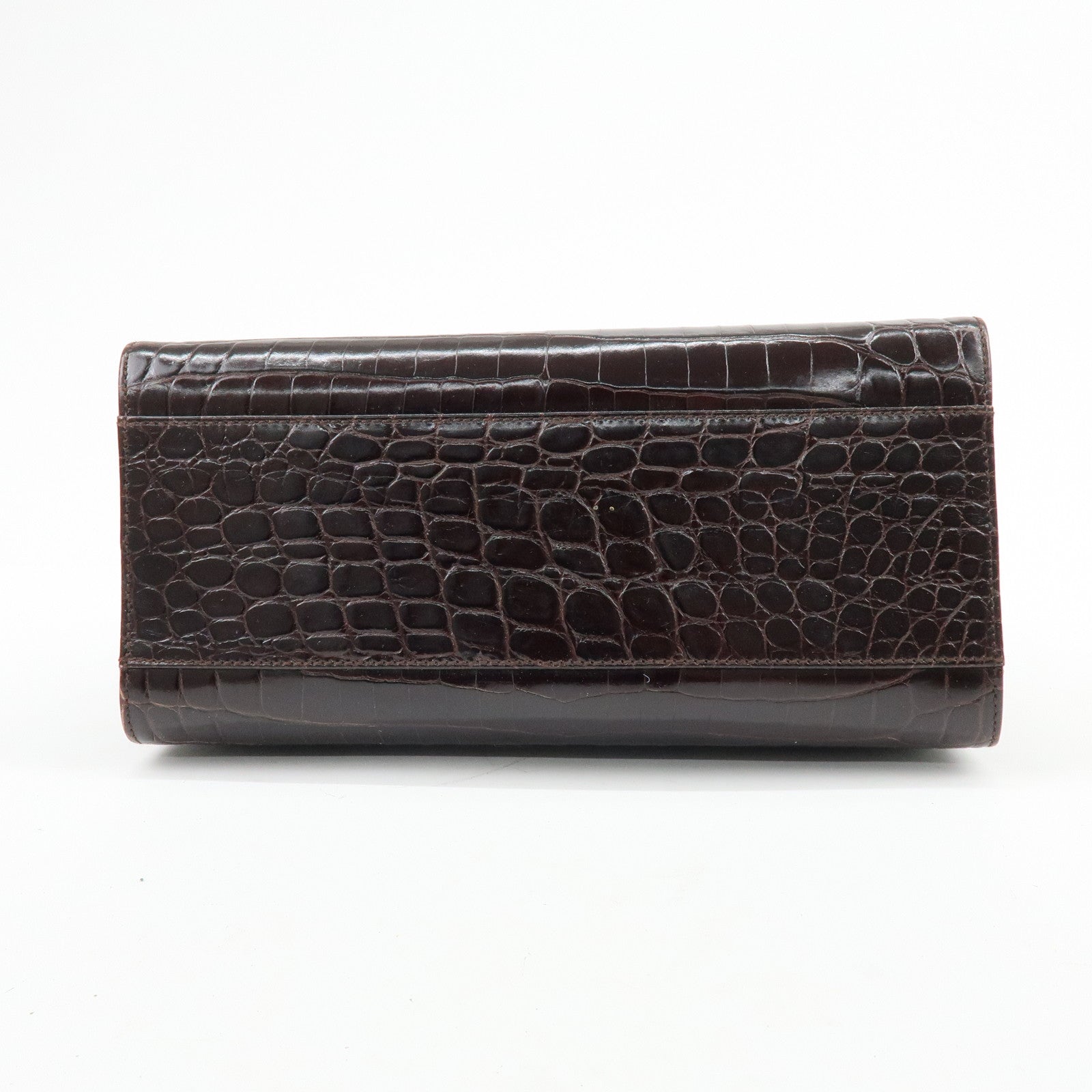 Ferragamo Gancini Embossed Leather Shoulder Bag Tote Bag Dark Brown