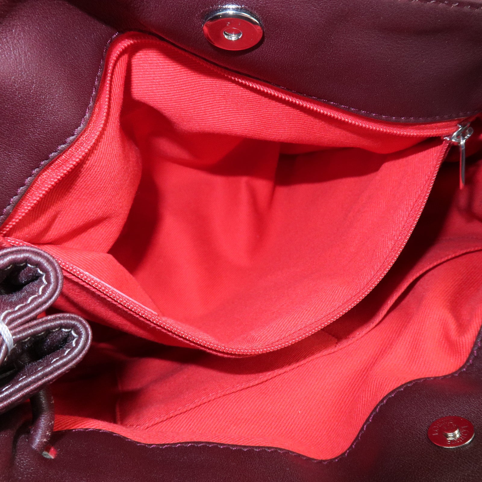 LOEWE Anagram Logo Leather Suede Hand Bag Brown Bordeaux