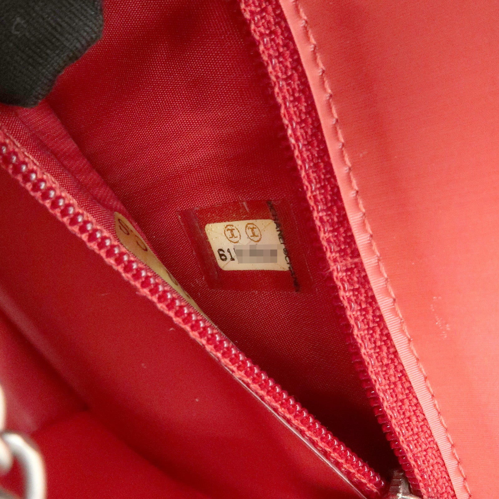 CHANEL COCO Mark Nylon Hologram Chain Shoulder Bag Hand Bag Red