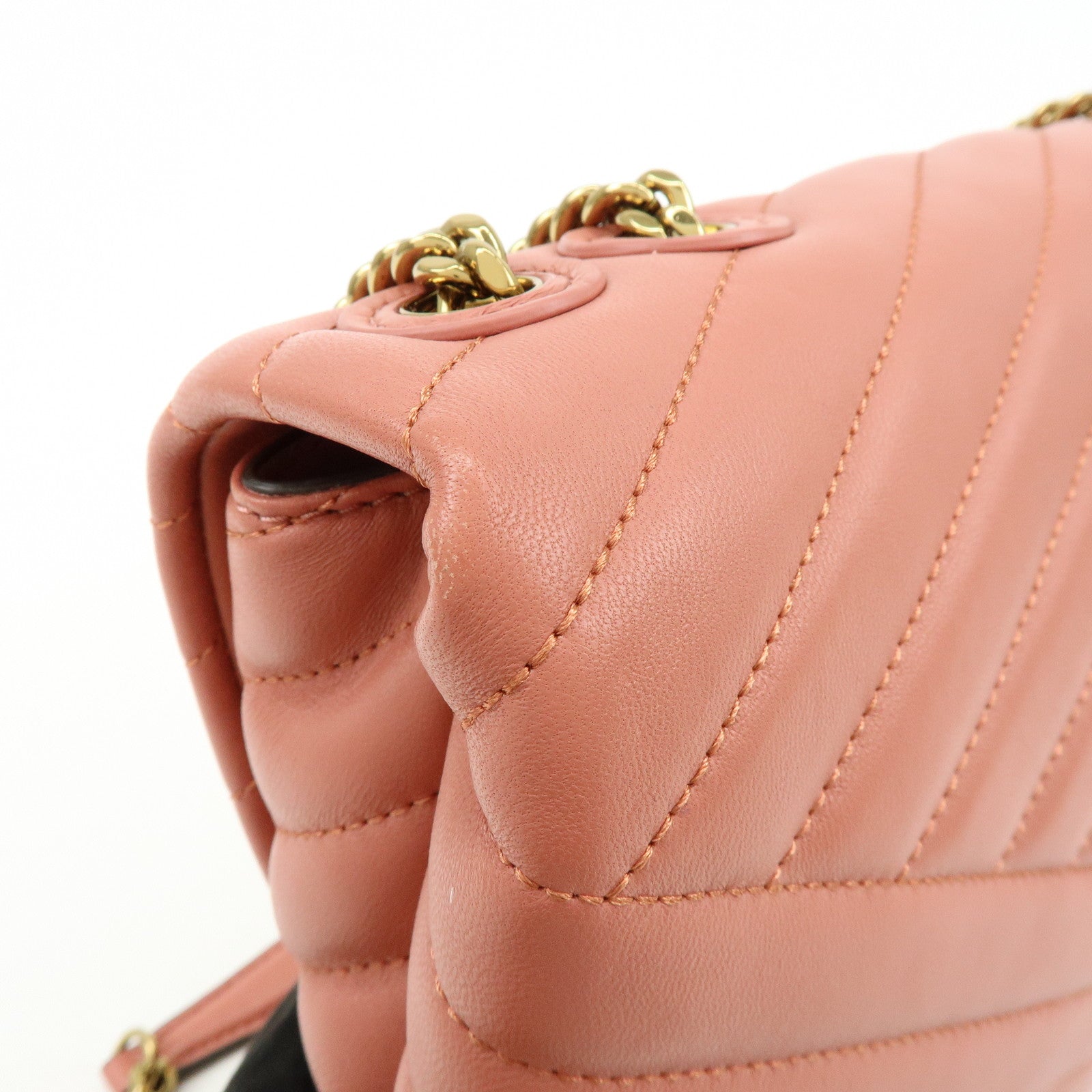 TORY BURCH Double T Kira Leather Chain Shoulder Bag Hand Bag Pink