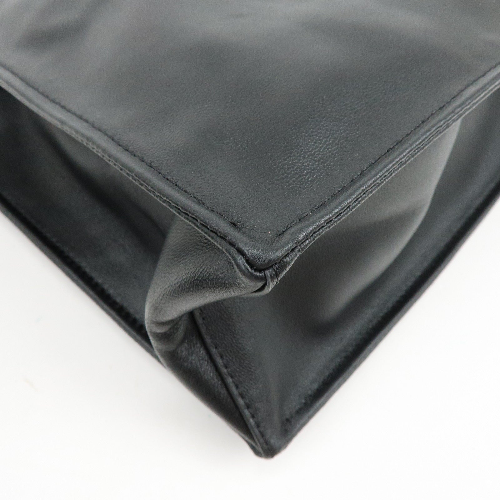 THE ROW To Go Tote Large Lamb Skin Leather Tote Shoulder Bag Black