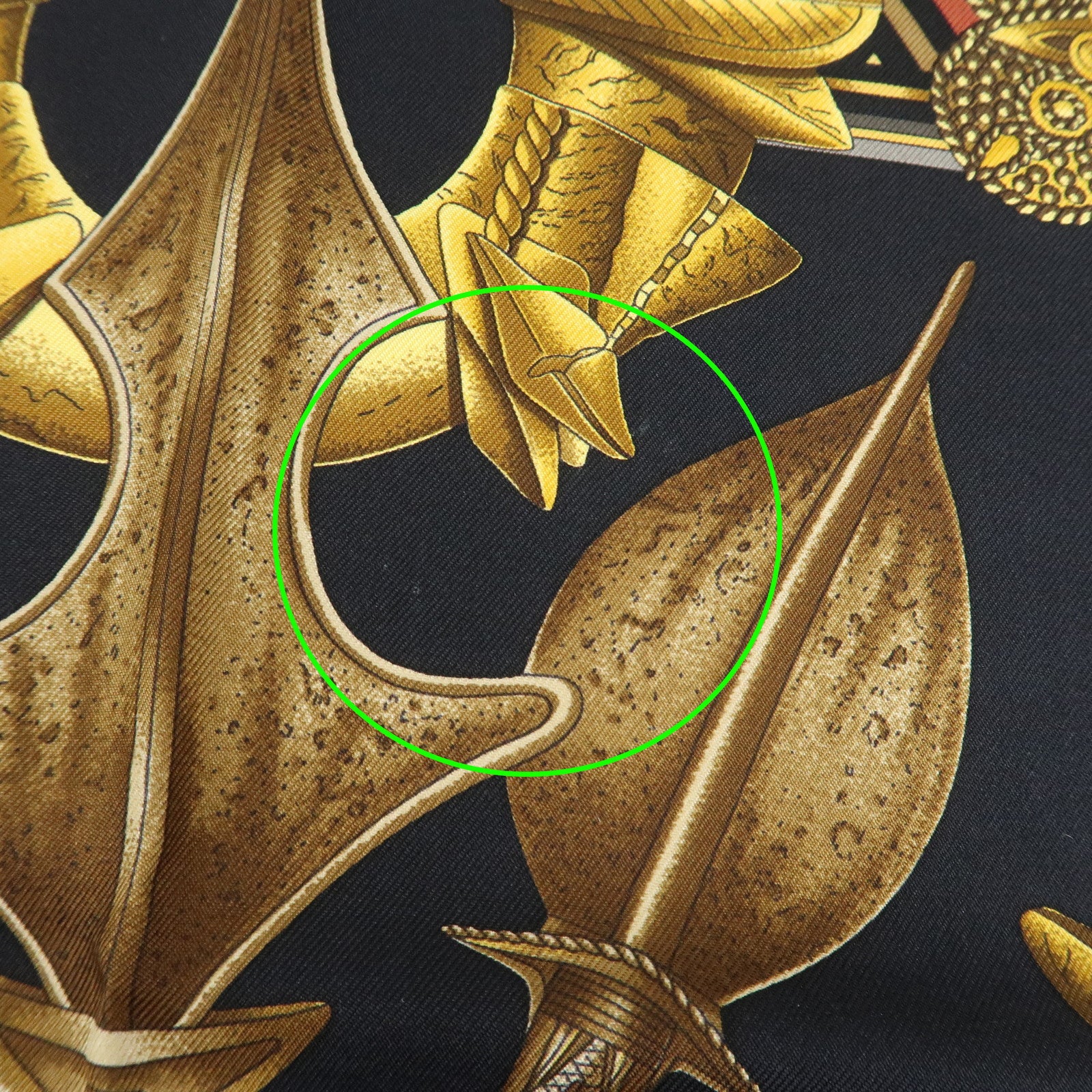 HERMES Carre 90 Silk 100% Scarf L'OR DES CHEFS Gold Black Used